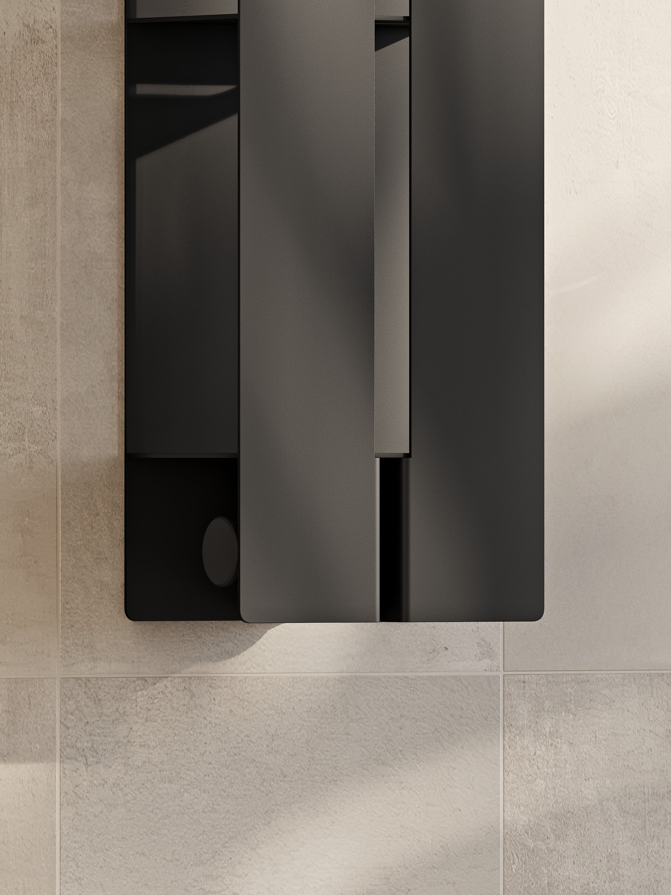 Vertikales Badezimmerregal | Wandmontierte Aufbewahrung | Organizer mit verdeckter Klappe | Edelstahl | Modernes Design | Schwarz oder Weiß