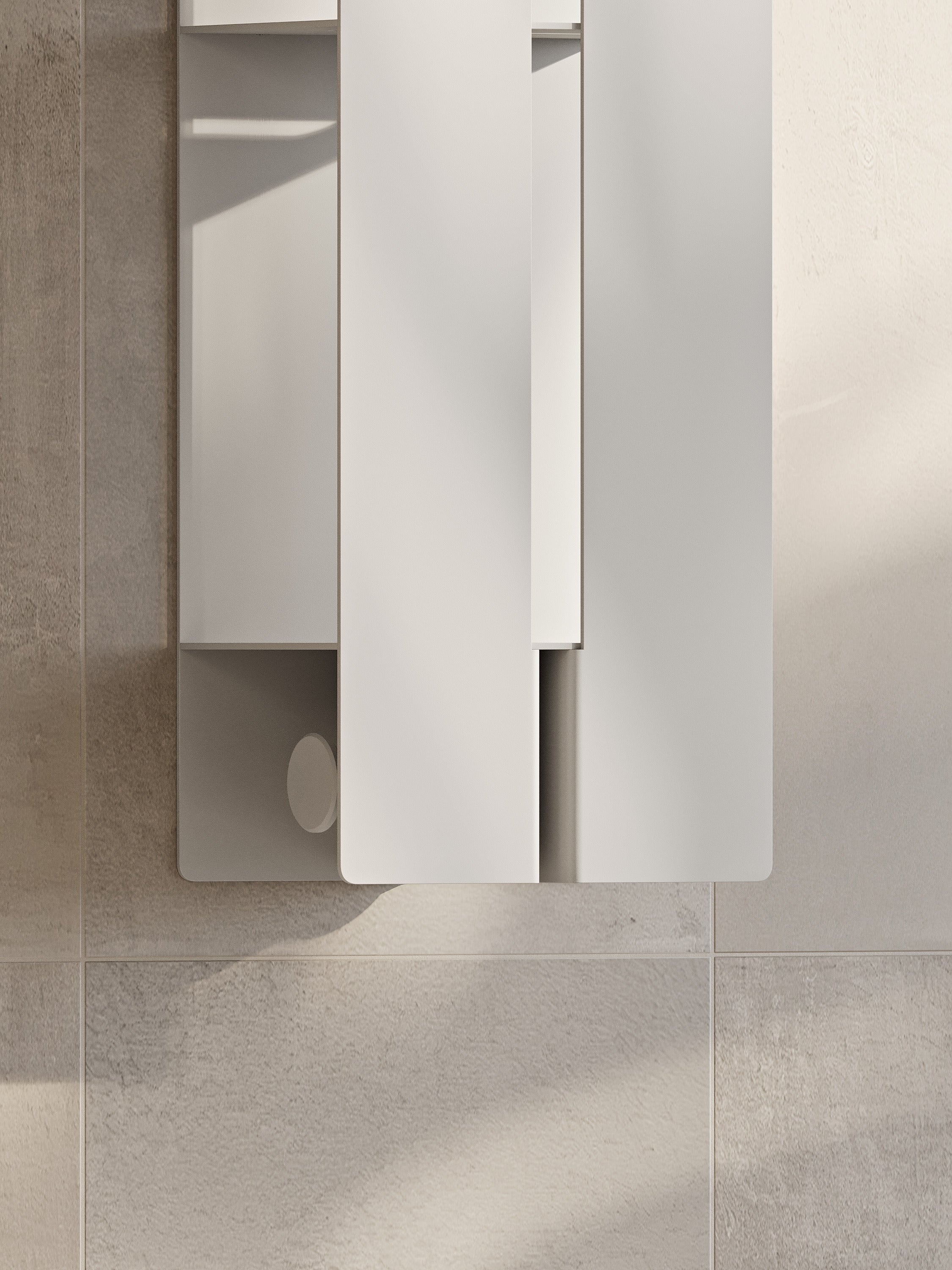 Vertikales Badezimmerregal | Wandmontierte Aufbewahrung | Organizer mit verdeckter Klappe | Edelstahl | Modernes Design | Schwarz oder Weiß