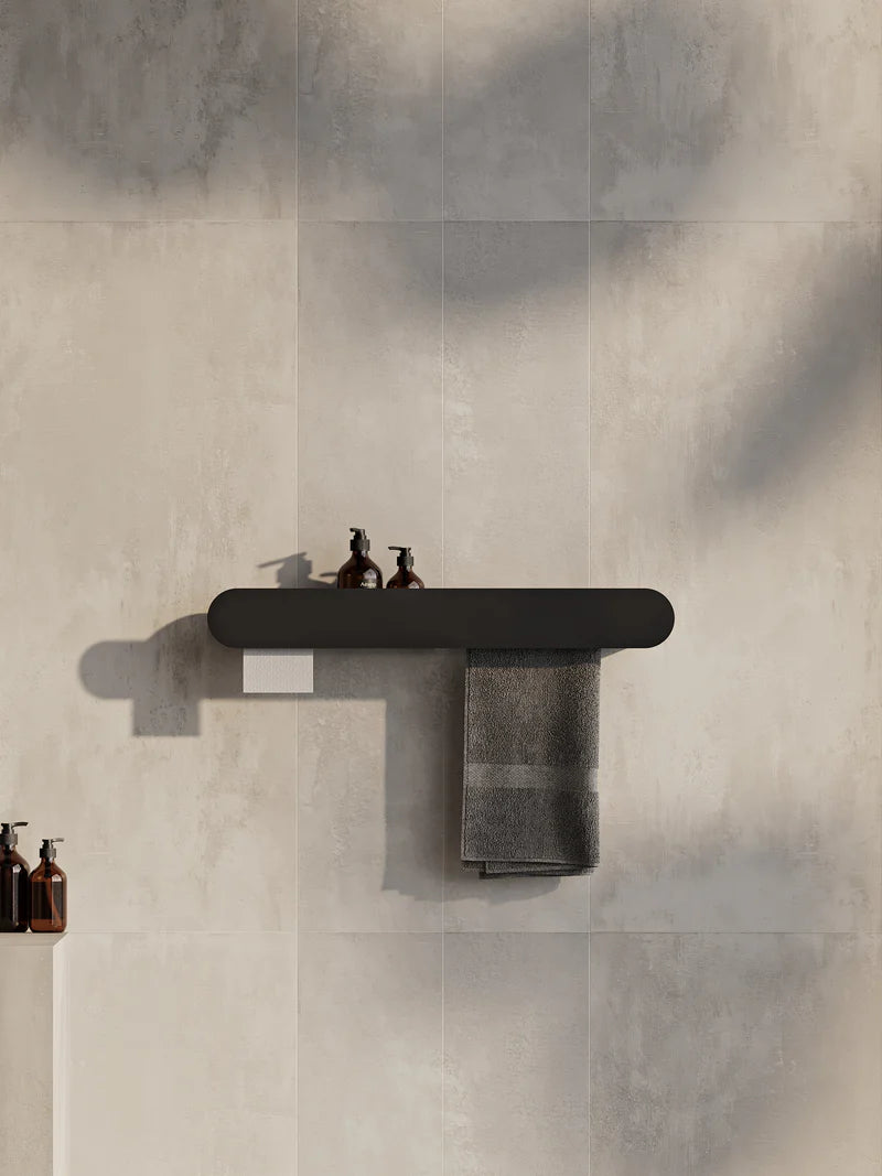 Mensola da bagno a parete con portasciugamani e porta carta igienica