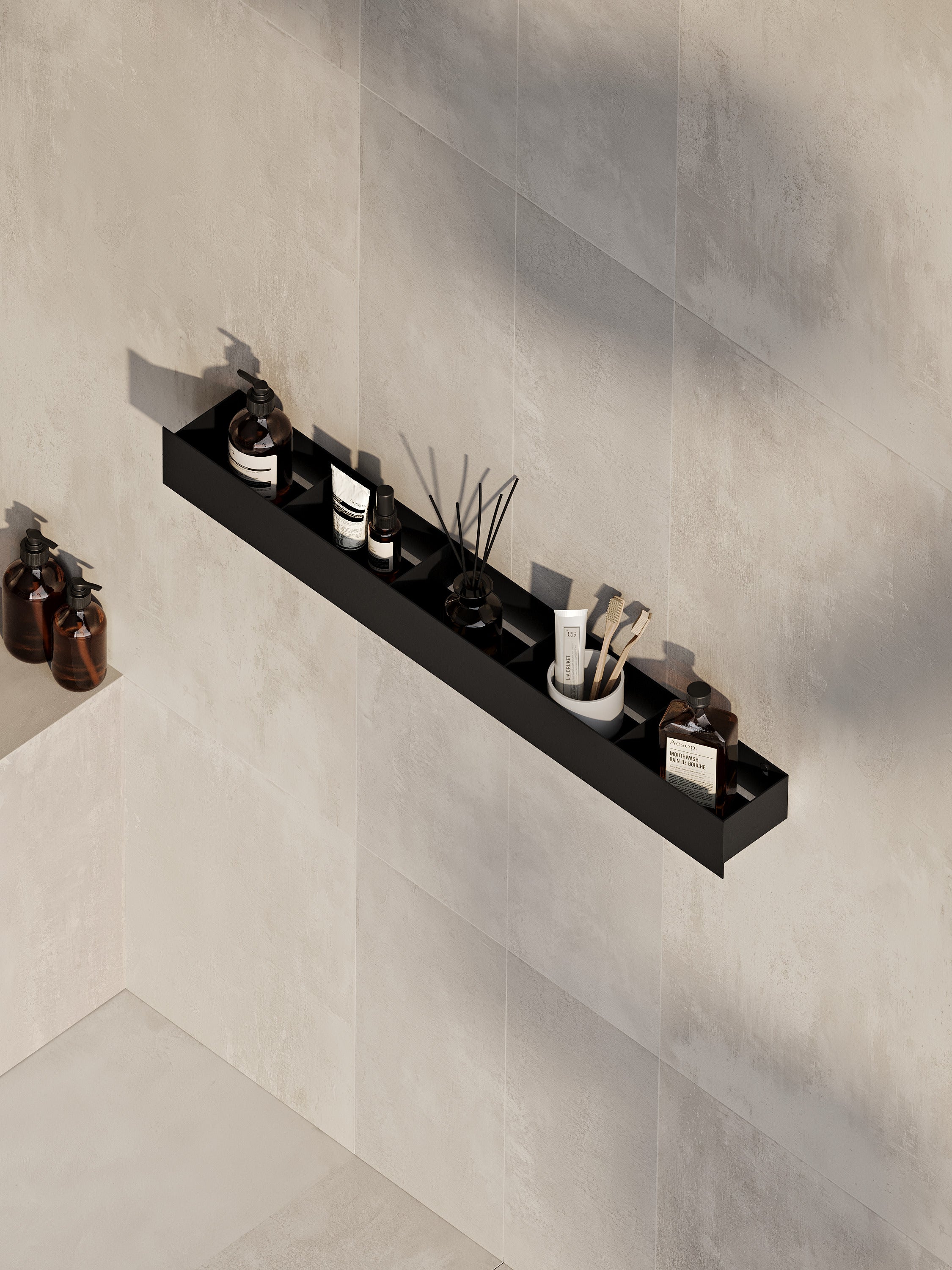 Badezimmerregal aus Edelstahl für Flaschen