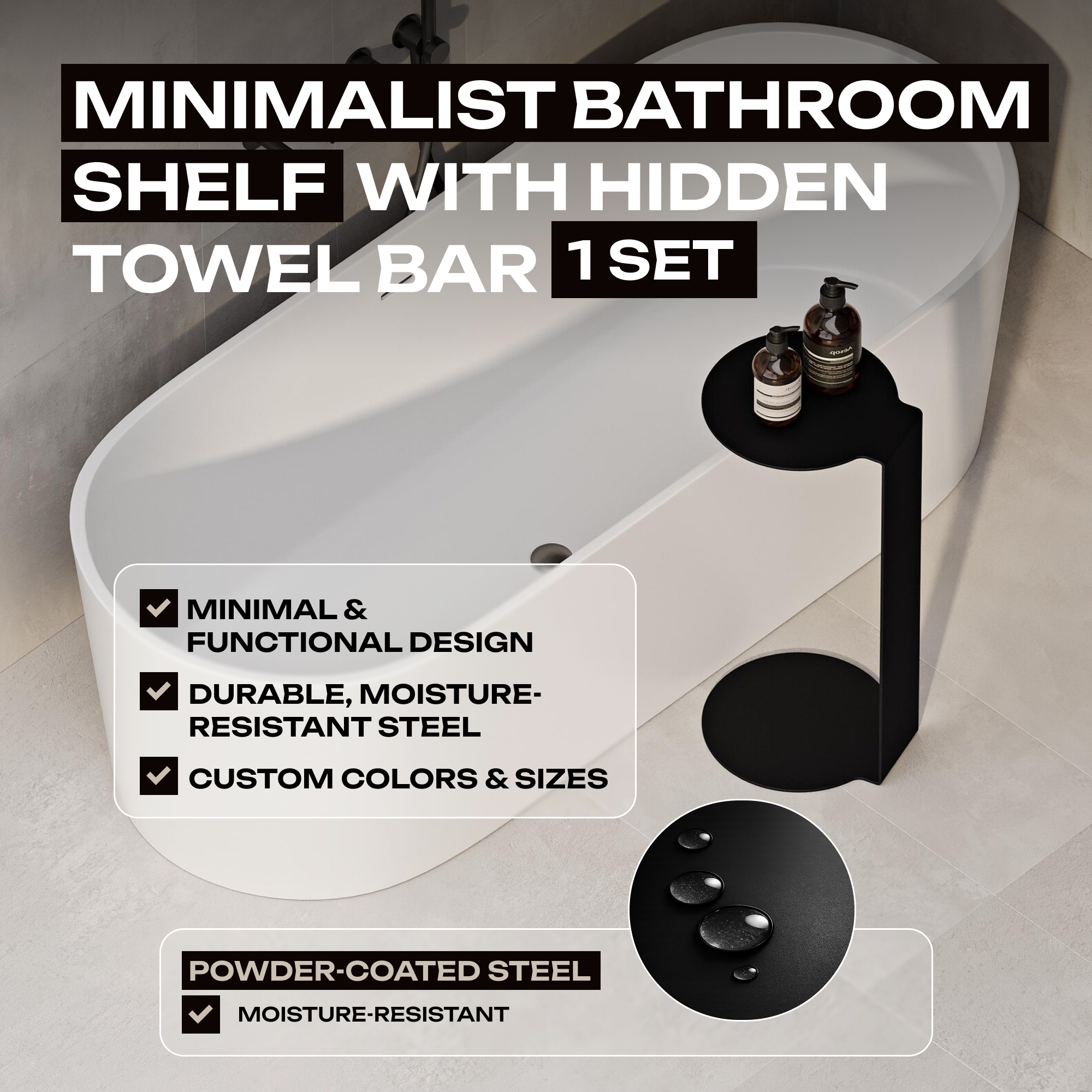 Tavolino rotondo in metallo – Acciaio verniciato a polvere minimalista, nero o bianco