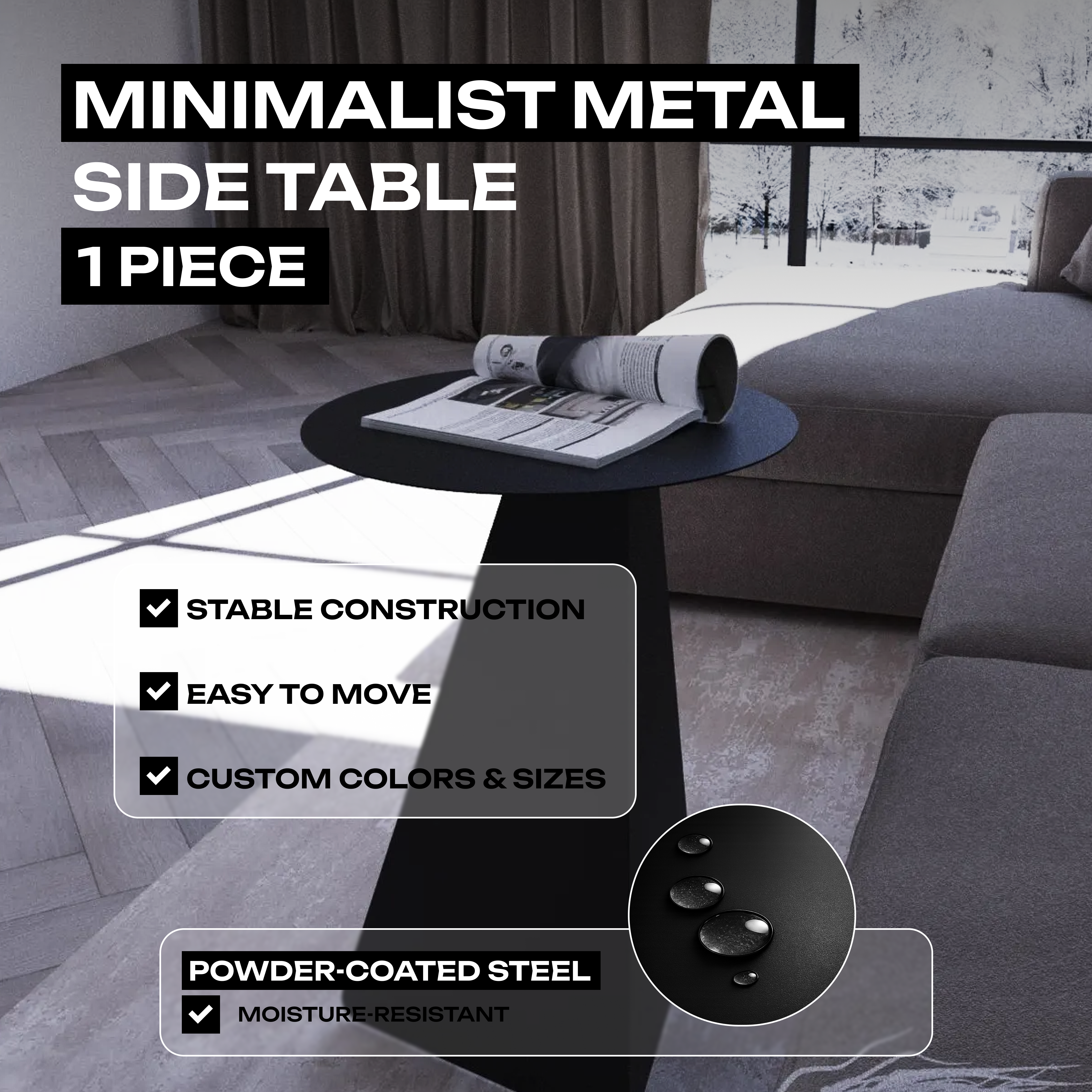 Minimalist Metal Side Table with Round Top