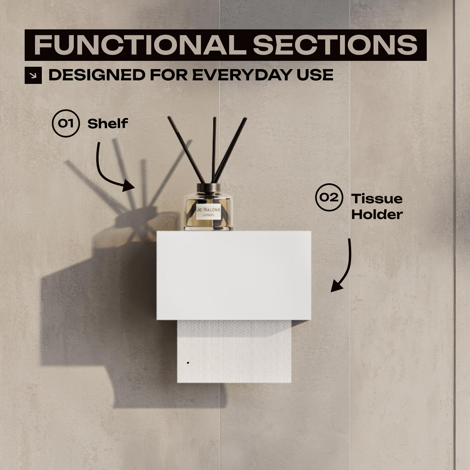 Wall-Mounted Steel Tissue Holder Closed Design