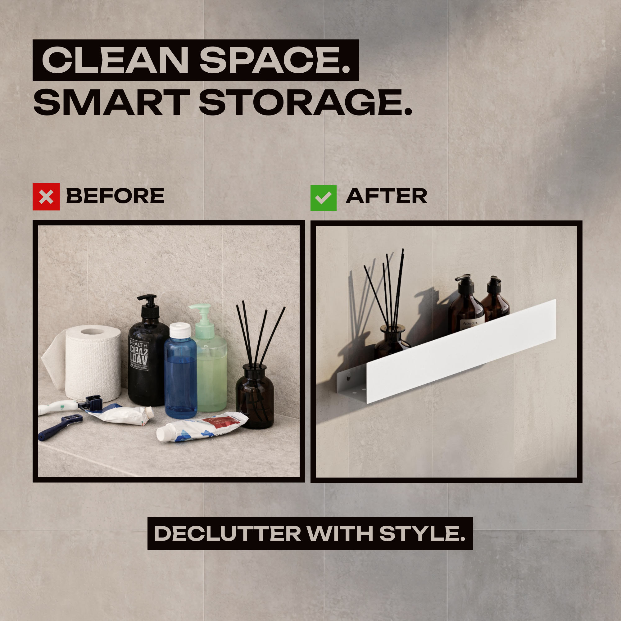 Wall-Mounted Stainless Steel Shelf