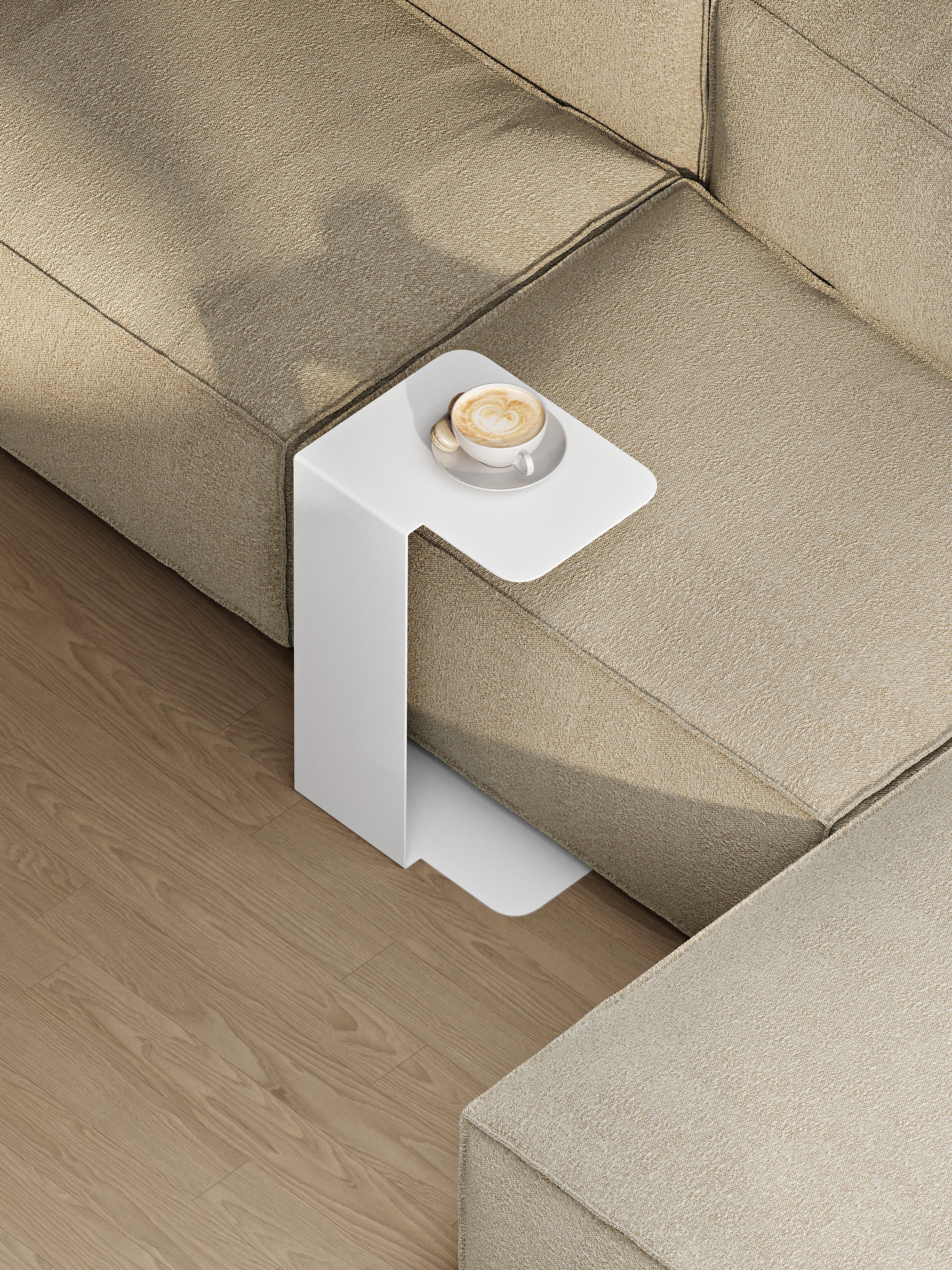 Tavolino laterale in metallo moderno e minimalista, tavolino da caffè
