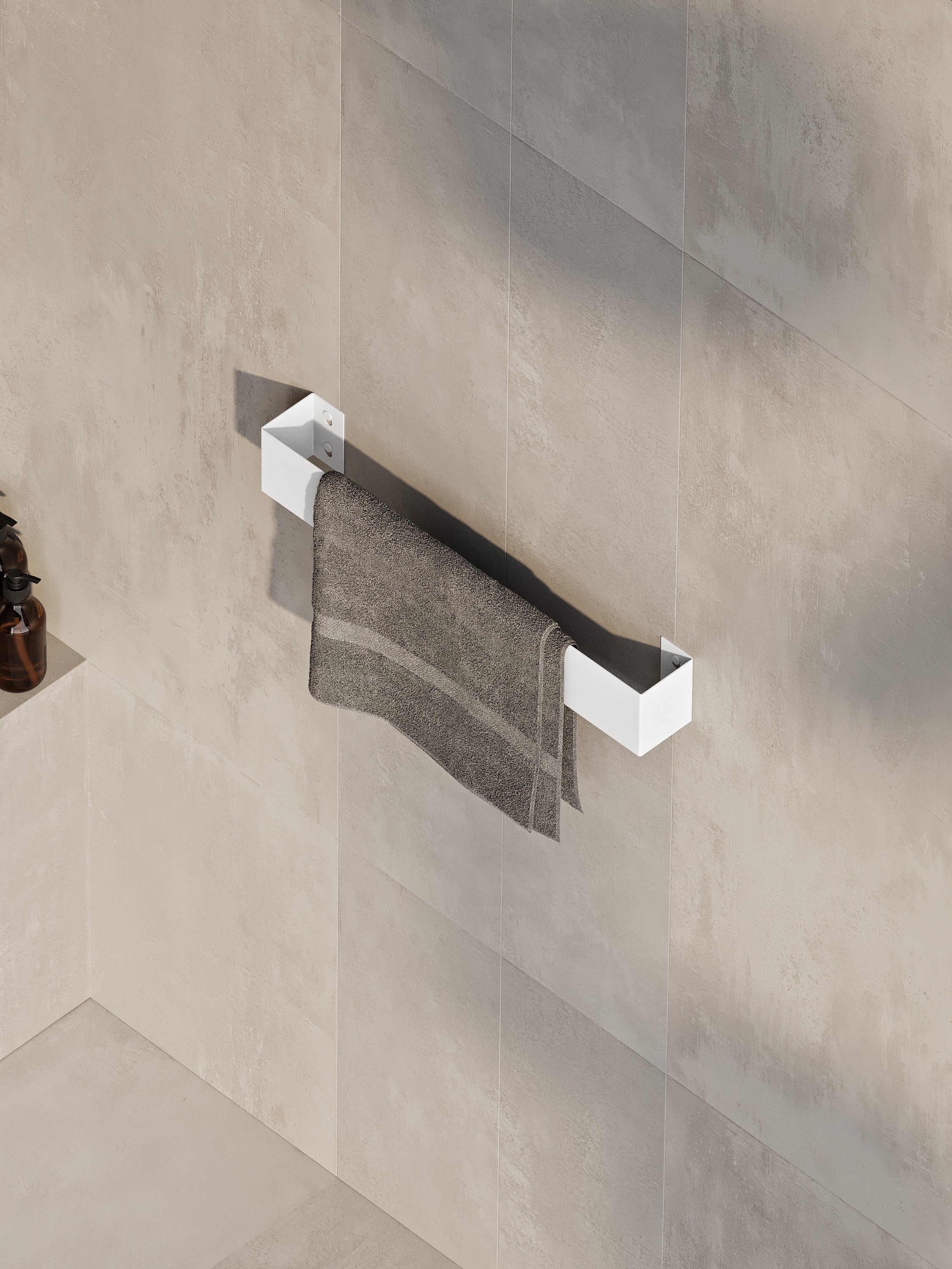 Wall-Mounted Steel Towel Bar | Minimalist Bathroom Towel Holder (Black or White)