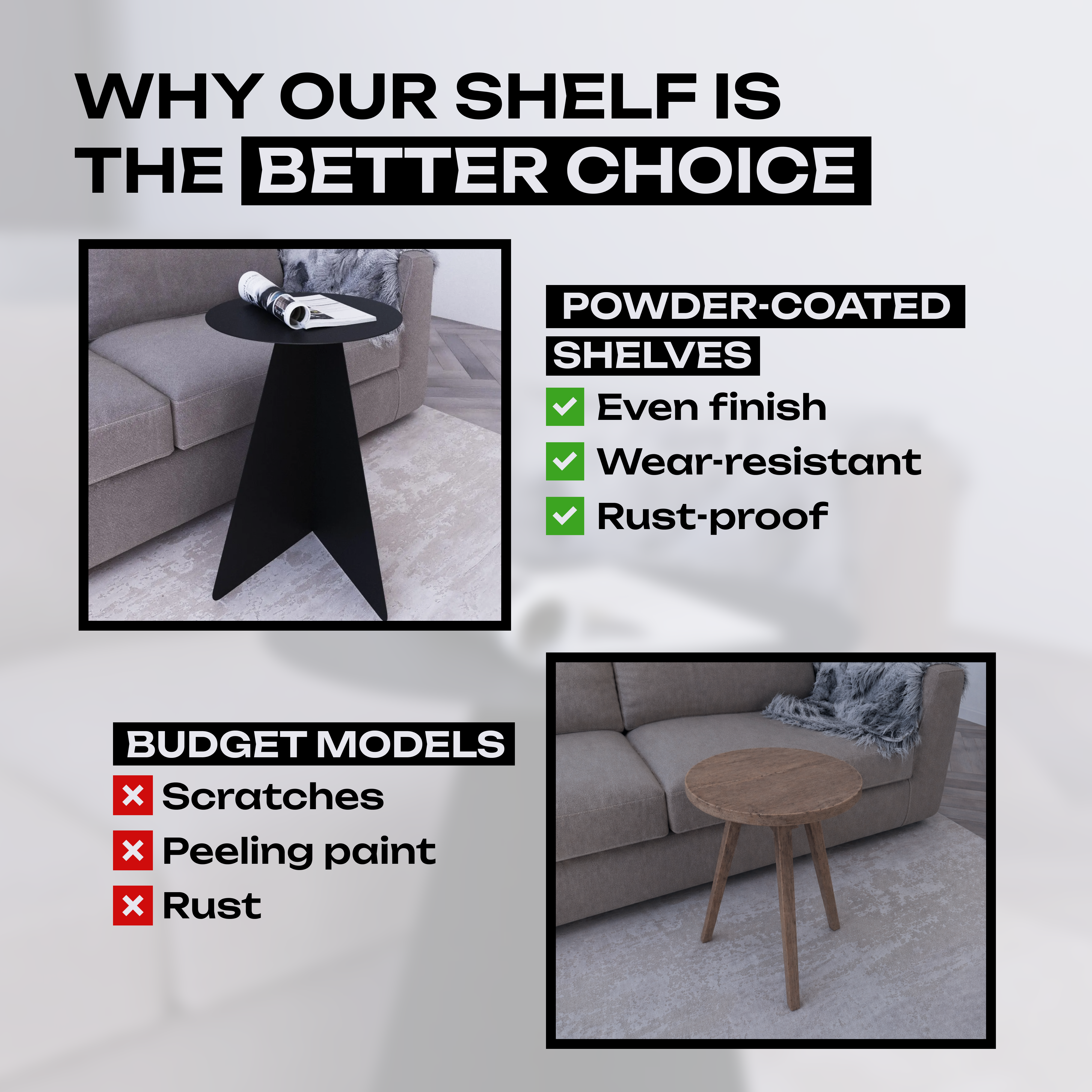 Minimalist Metal Side Table with Round Top