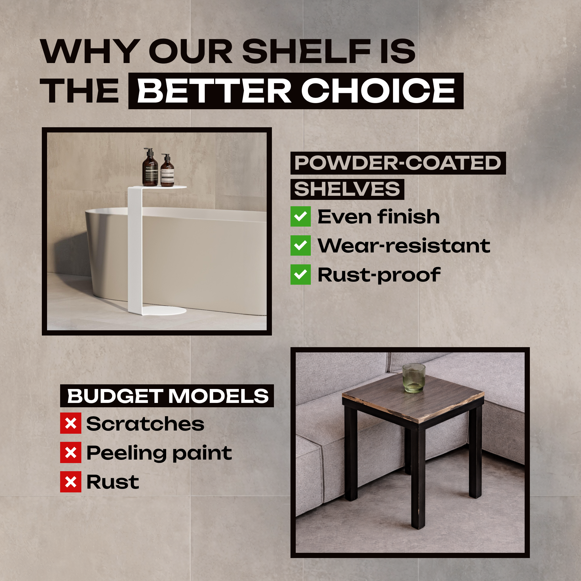 Tavolino rotondo in metallo – Acciaio verniciato a polvere minimalista, nero o bianco