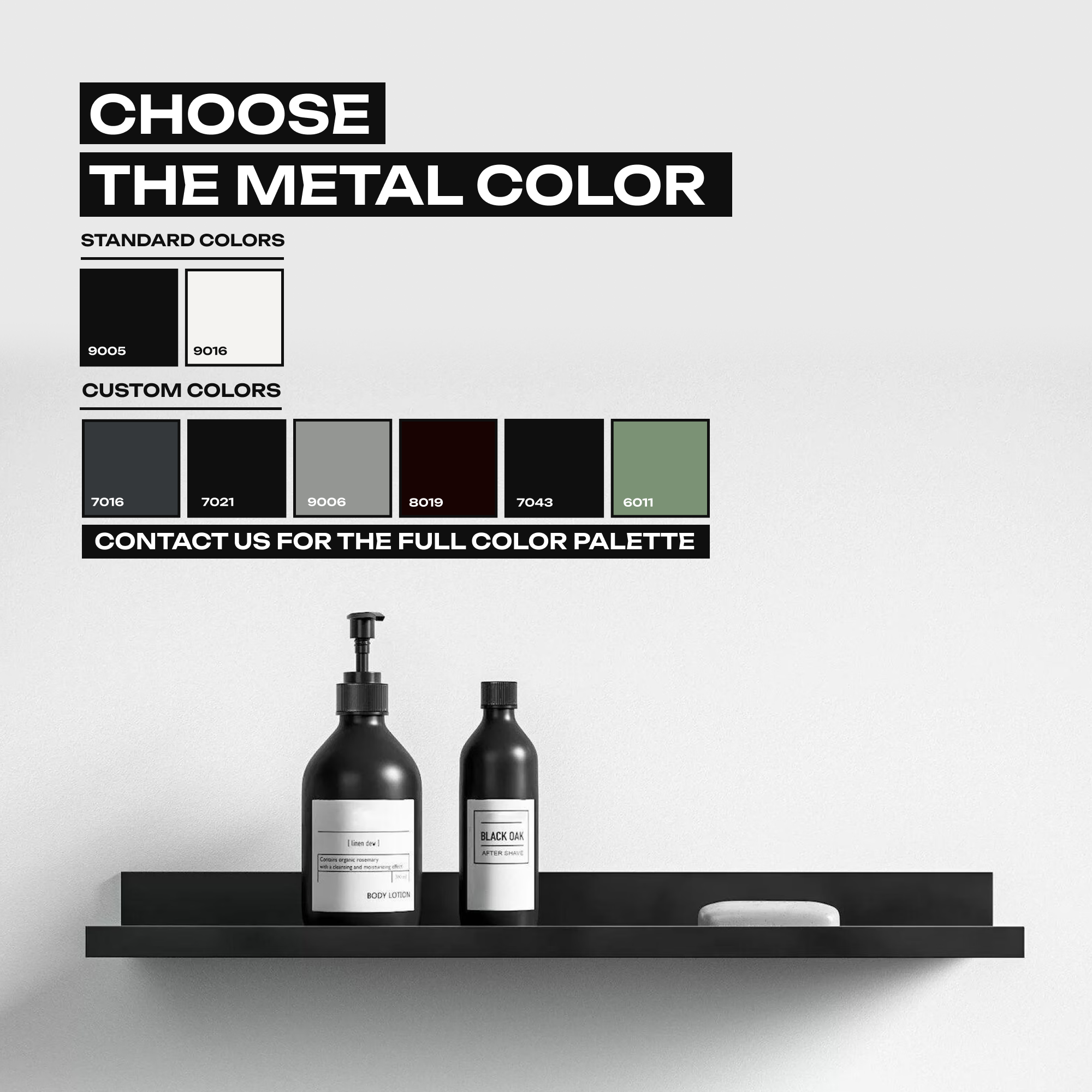 Schwarzes, schwebendes Metallregal im Industriestil