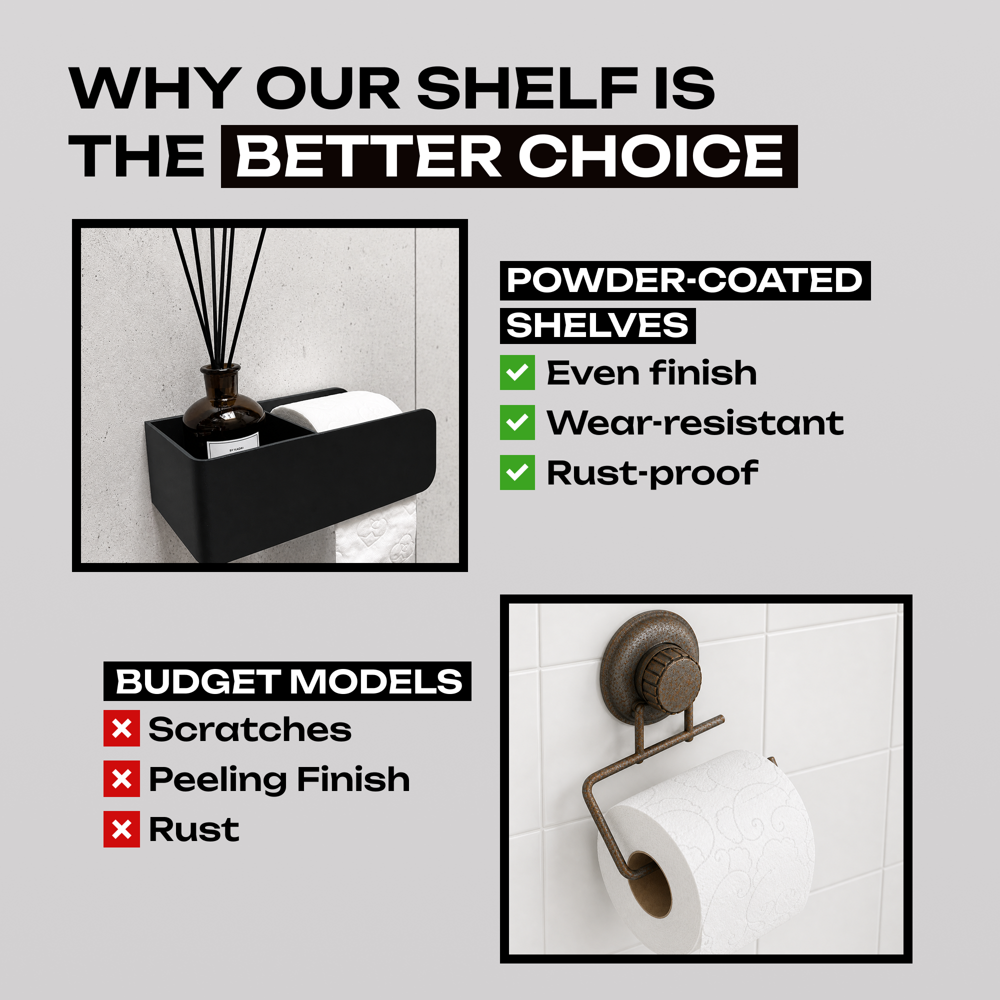 Modern Steel Toilet Paper Holder with Shelf