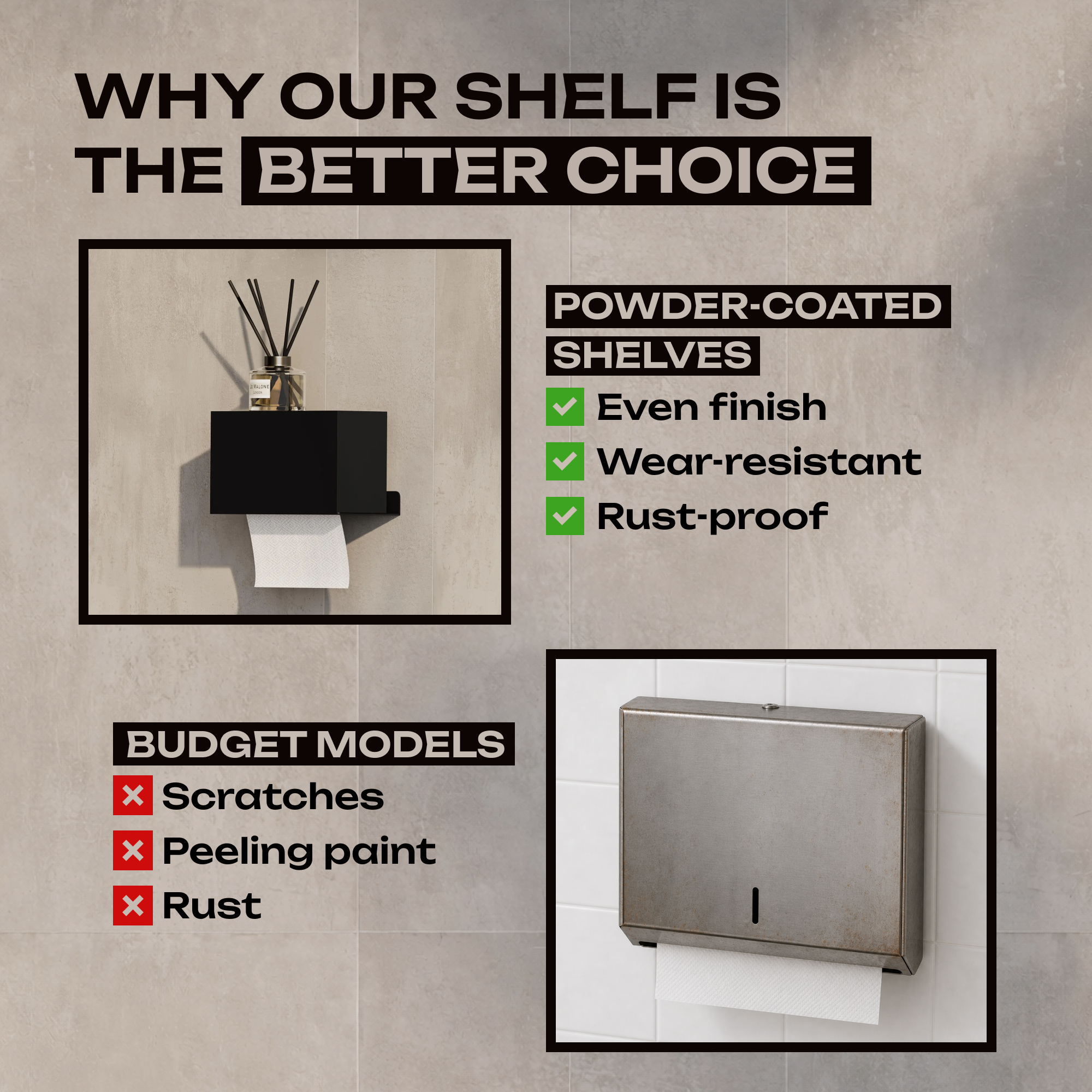 Wall-Mounted Steel Tissue Holder Closed Design