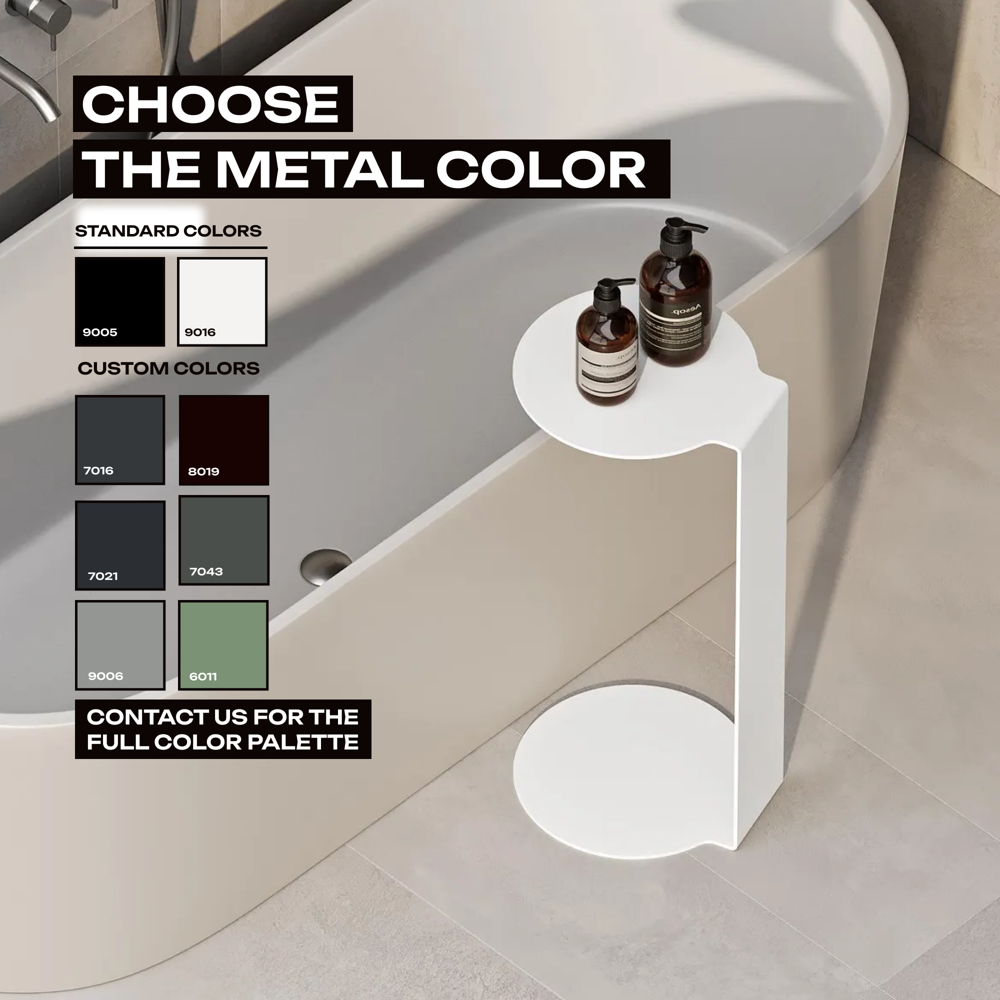 Round Metal Side Table – Minimalist Powder-Coated Steel, Black or White
