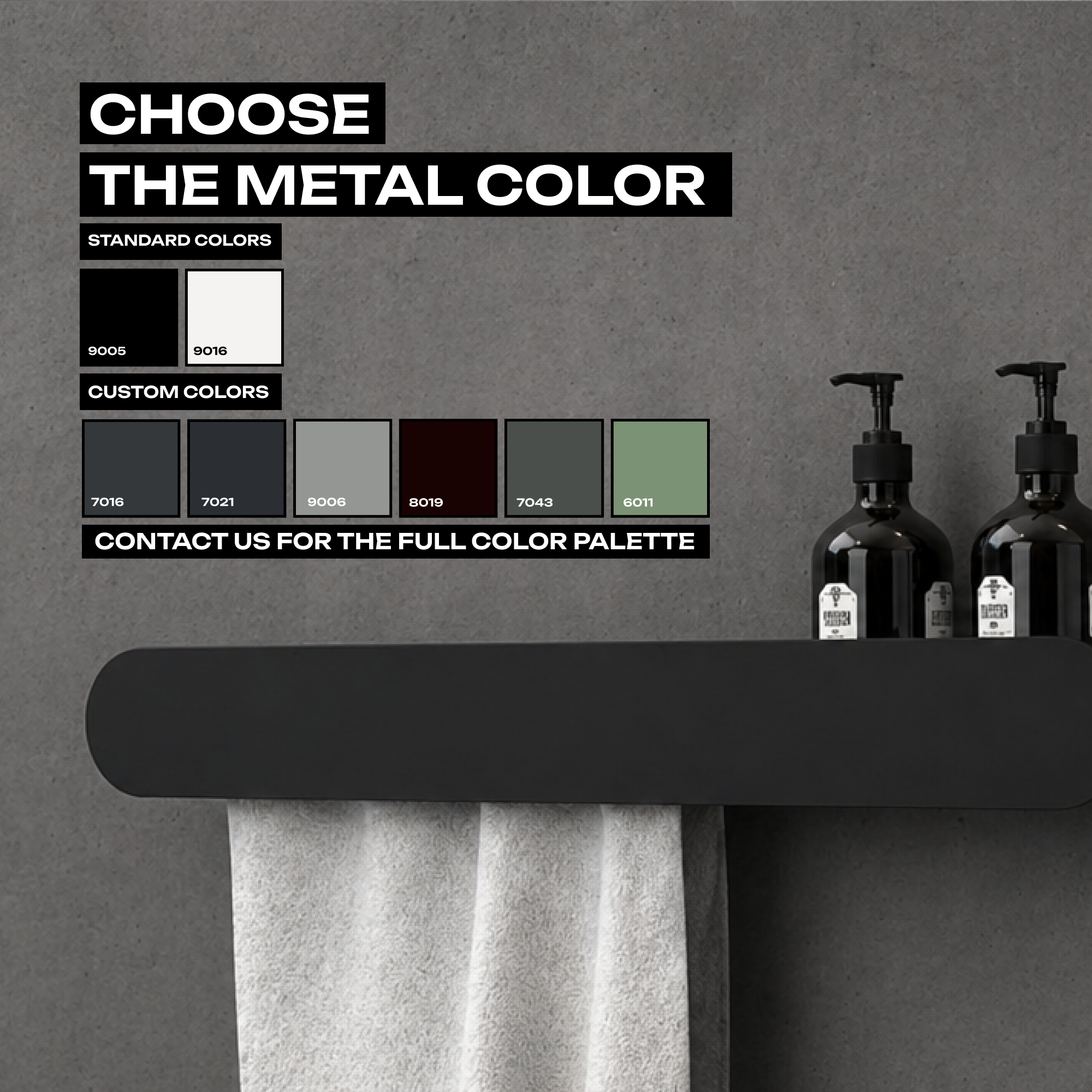 Steel Bathroom Shelf with Towel Bar