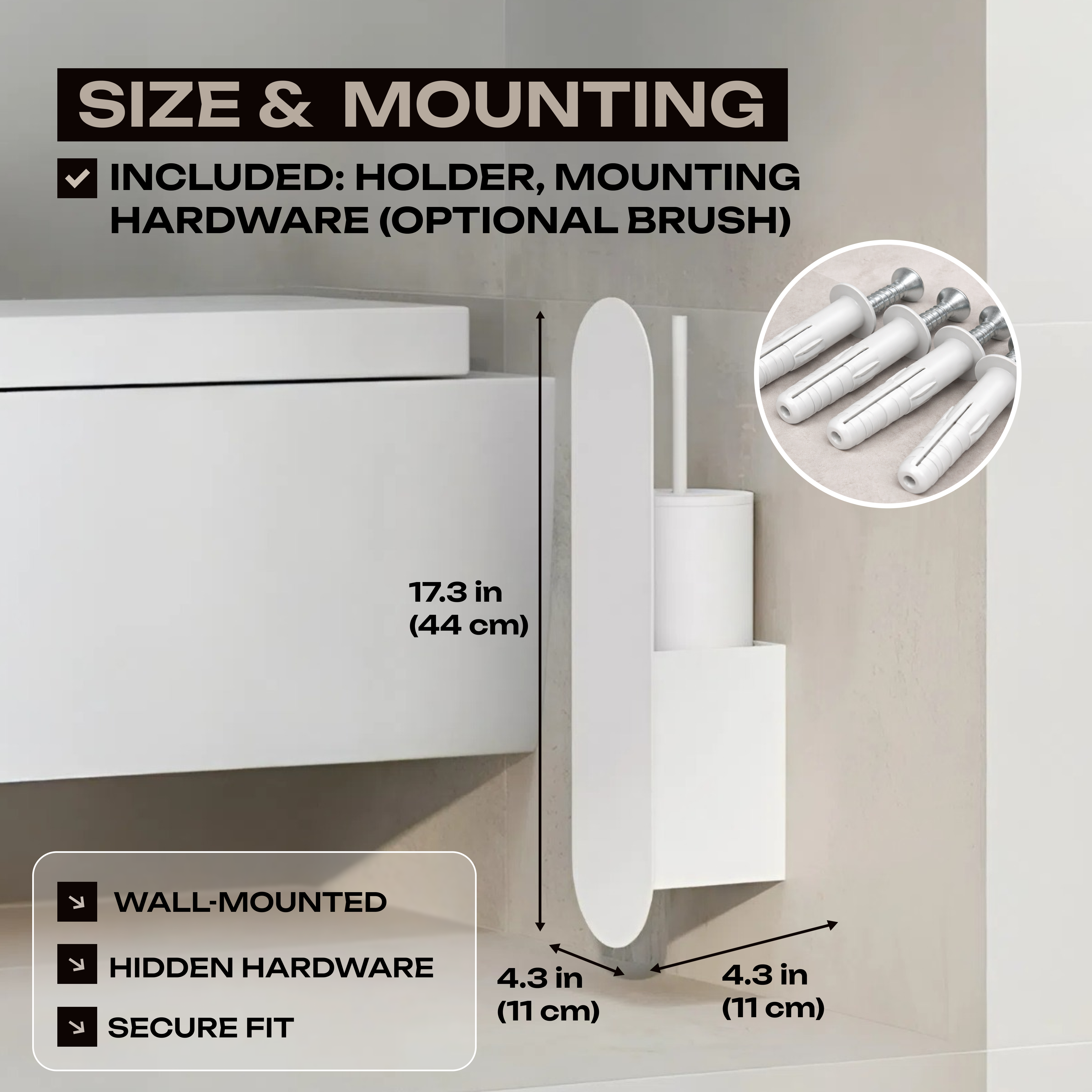 Wandmontierte Toilettenbürste mit Stahlhalterung