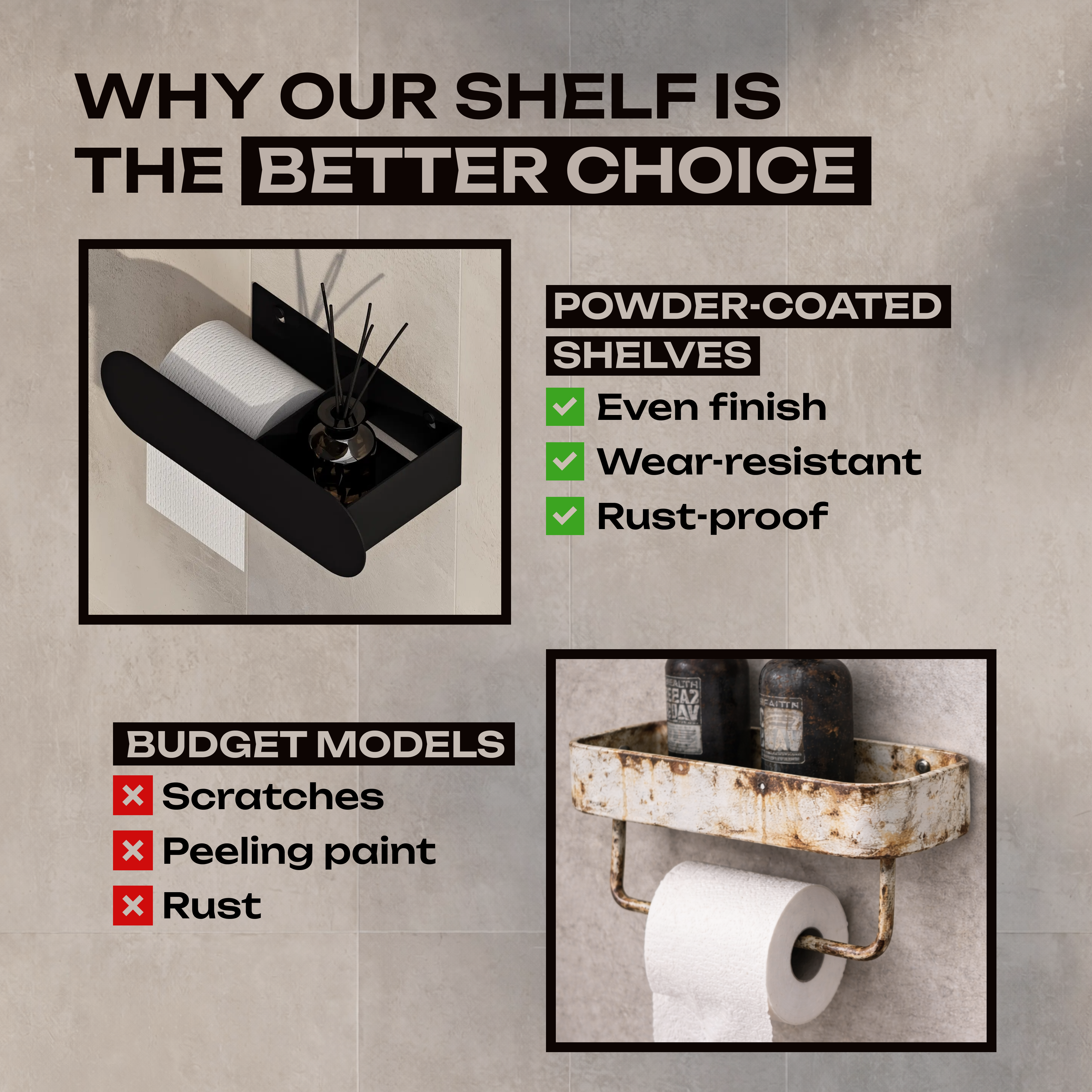 Minimalist Wall-Mounted Toilet Paper Holder with Shelf