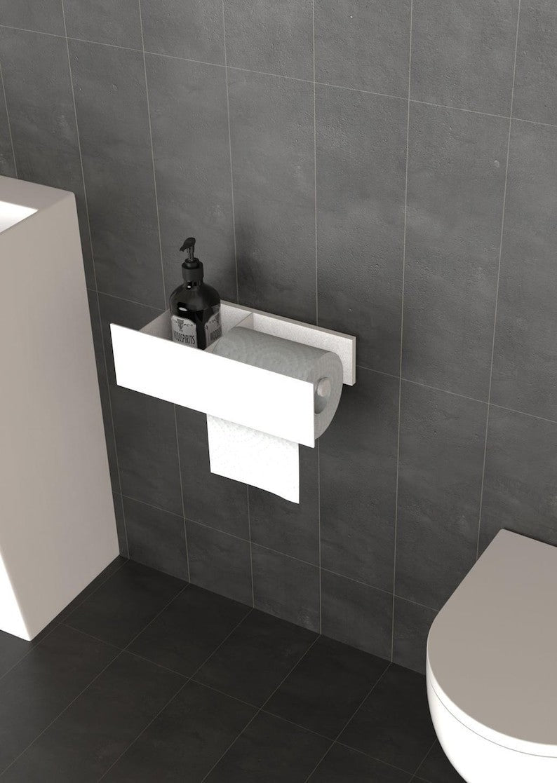 Toilet paper holder with shelf