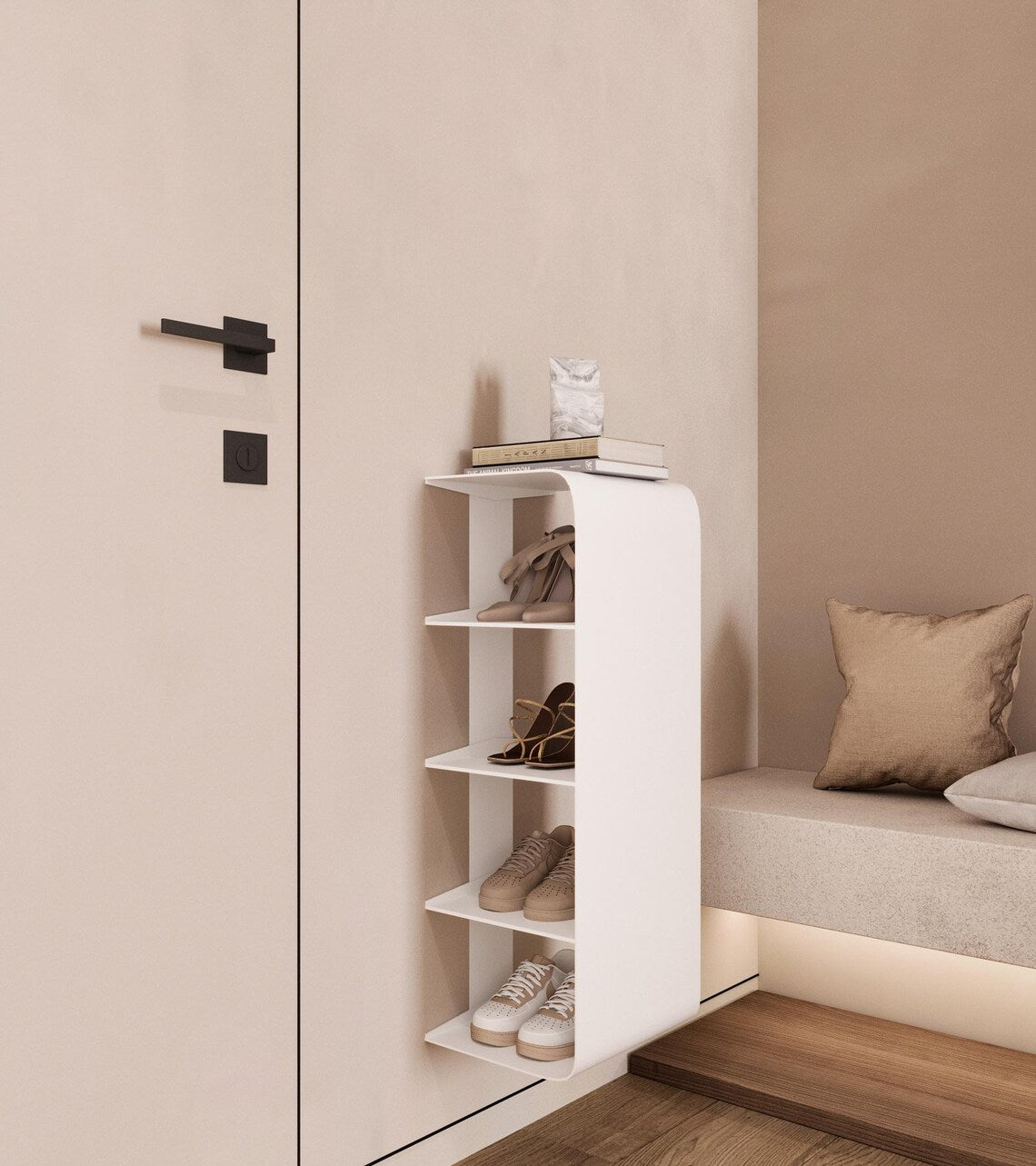 Mensola per scarpe galleggiante – Scaffale moderno da parete per ingresso