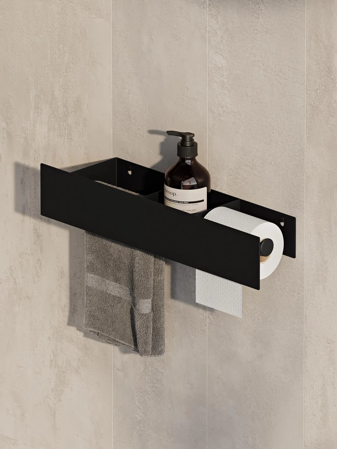3-in-1 Bathroom Wall Shelf – Towel Bar & Toilet Paper Holder
