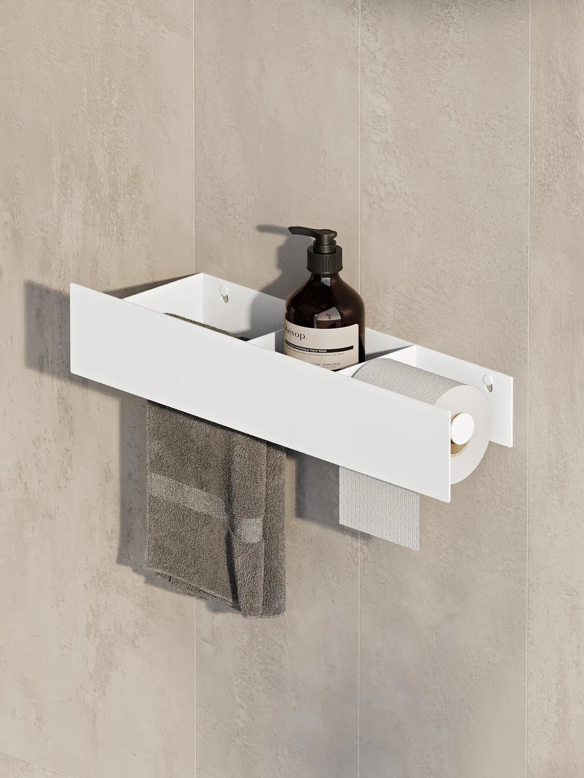 3-in-1 Bathroom Wall Shelf – Towel Bar & Toilet Paper Holder