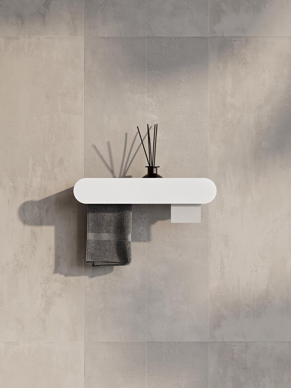 Mensola da bagno a parete con porta carta igienica – Portasciugamani nero opaco