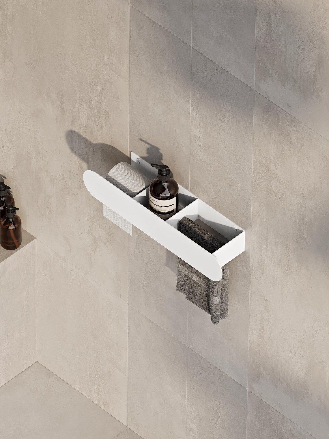 Mensola da bagno a parete con porta carta igienica – Portasciugamani nero opaco