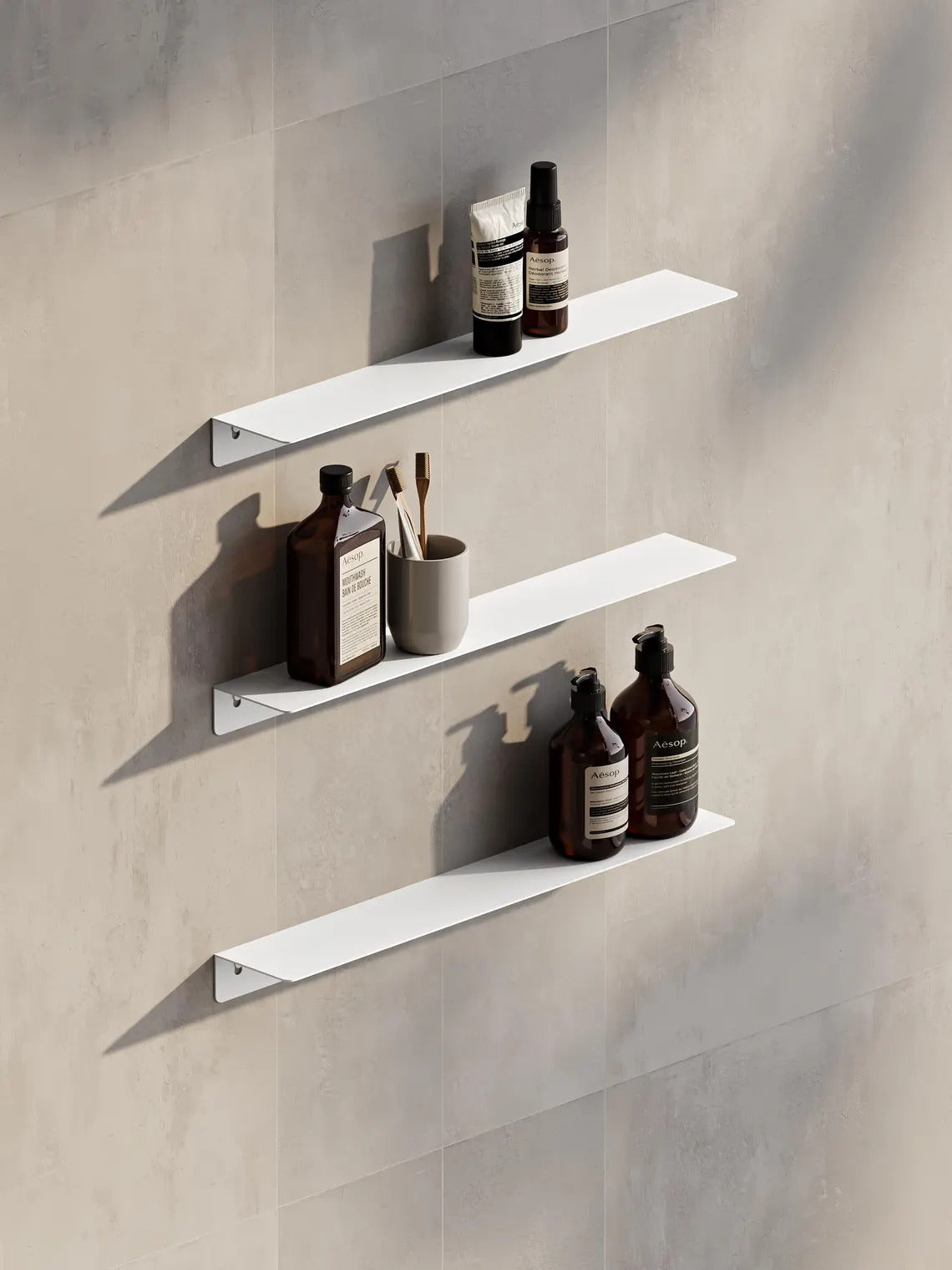 Wall-Mounted Metal Bathroom Shelf – Minimalist Floating Storage Shelf (Black or White)
