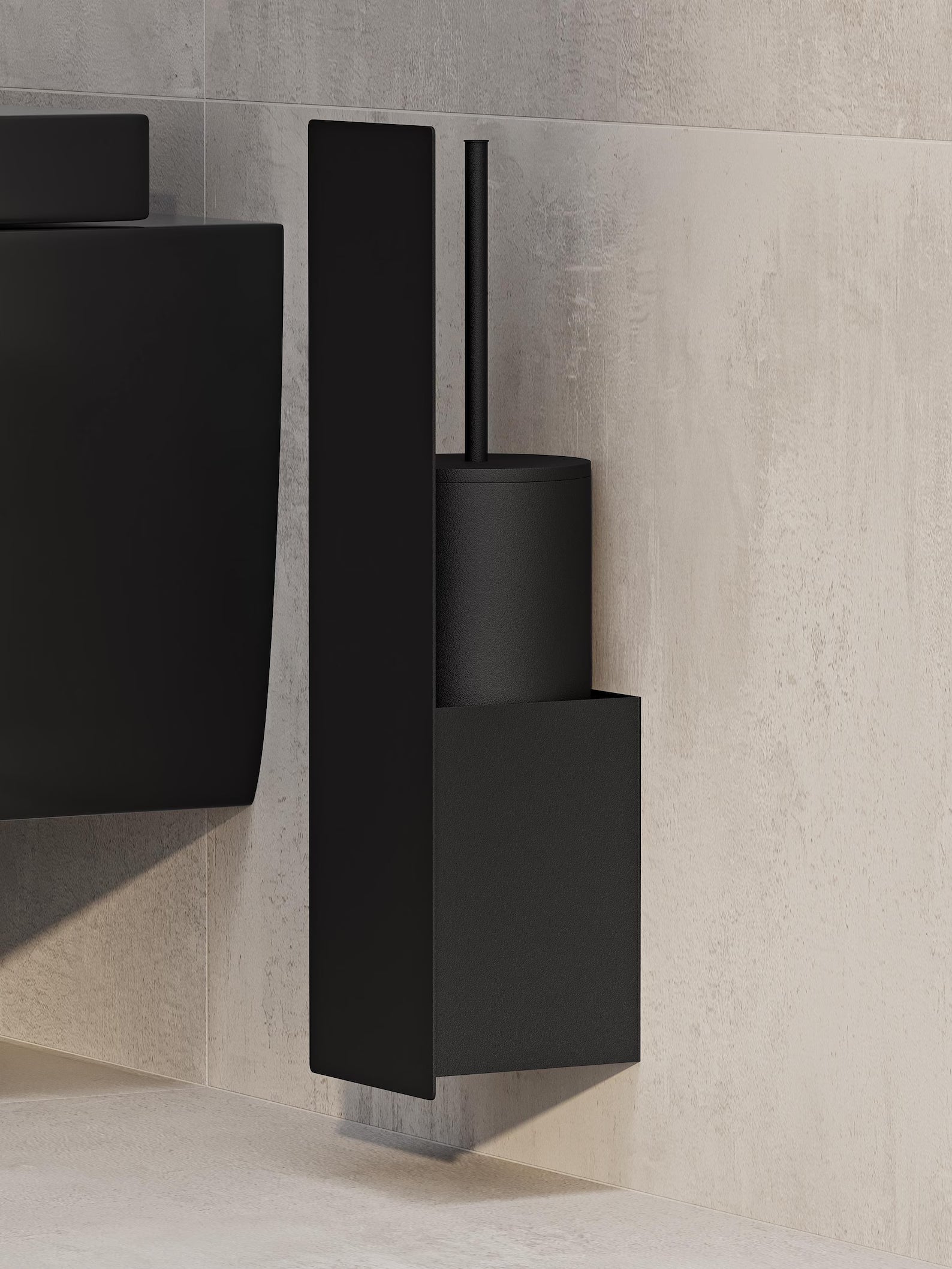 Bathroom set (Steel Trash Bin, Toilet Brush & Paper Shelf)