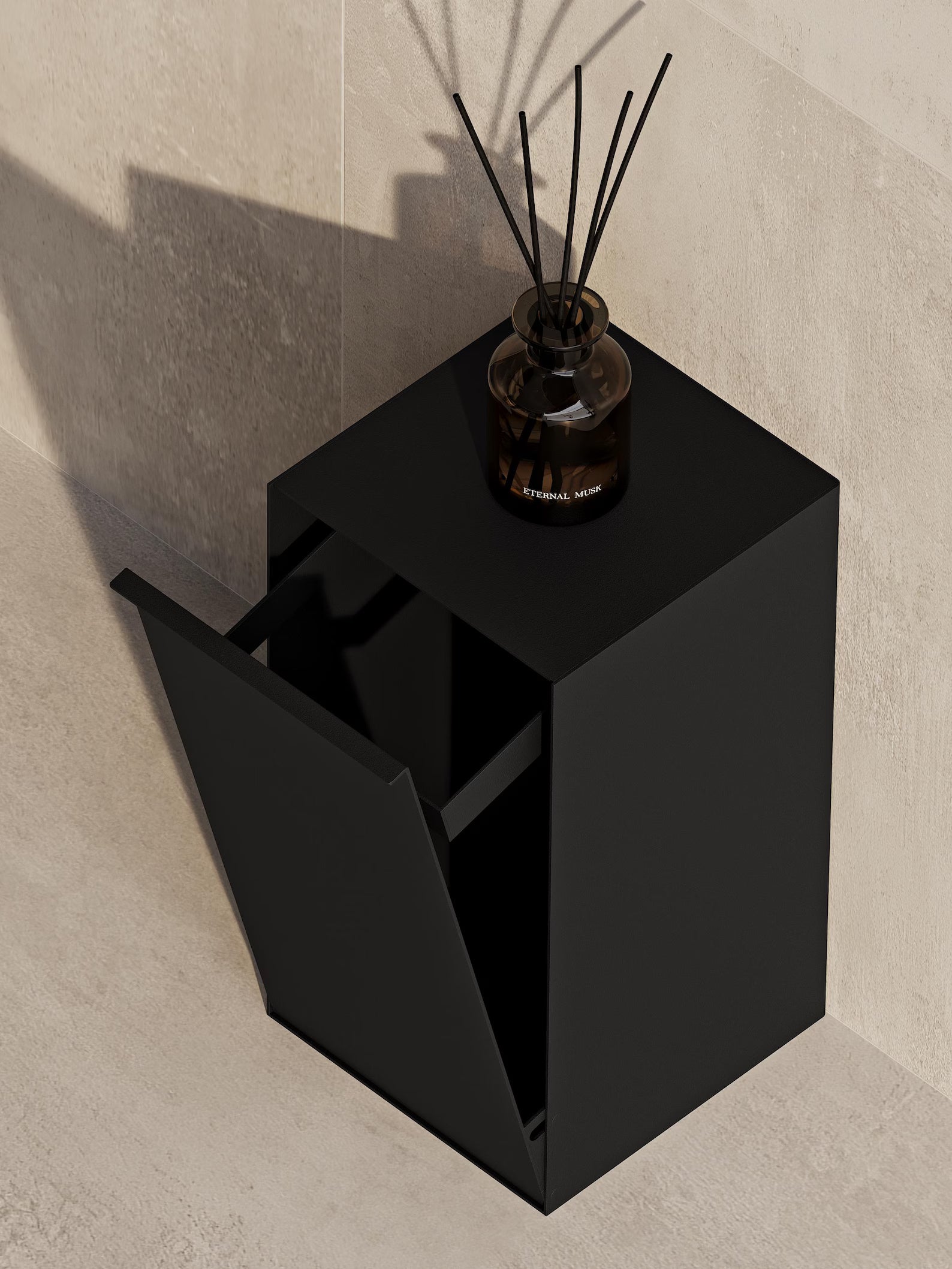 Bathroom set (Steel Trash Bin, Toilet Brush & Paper Shelf)