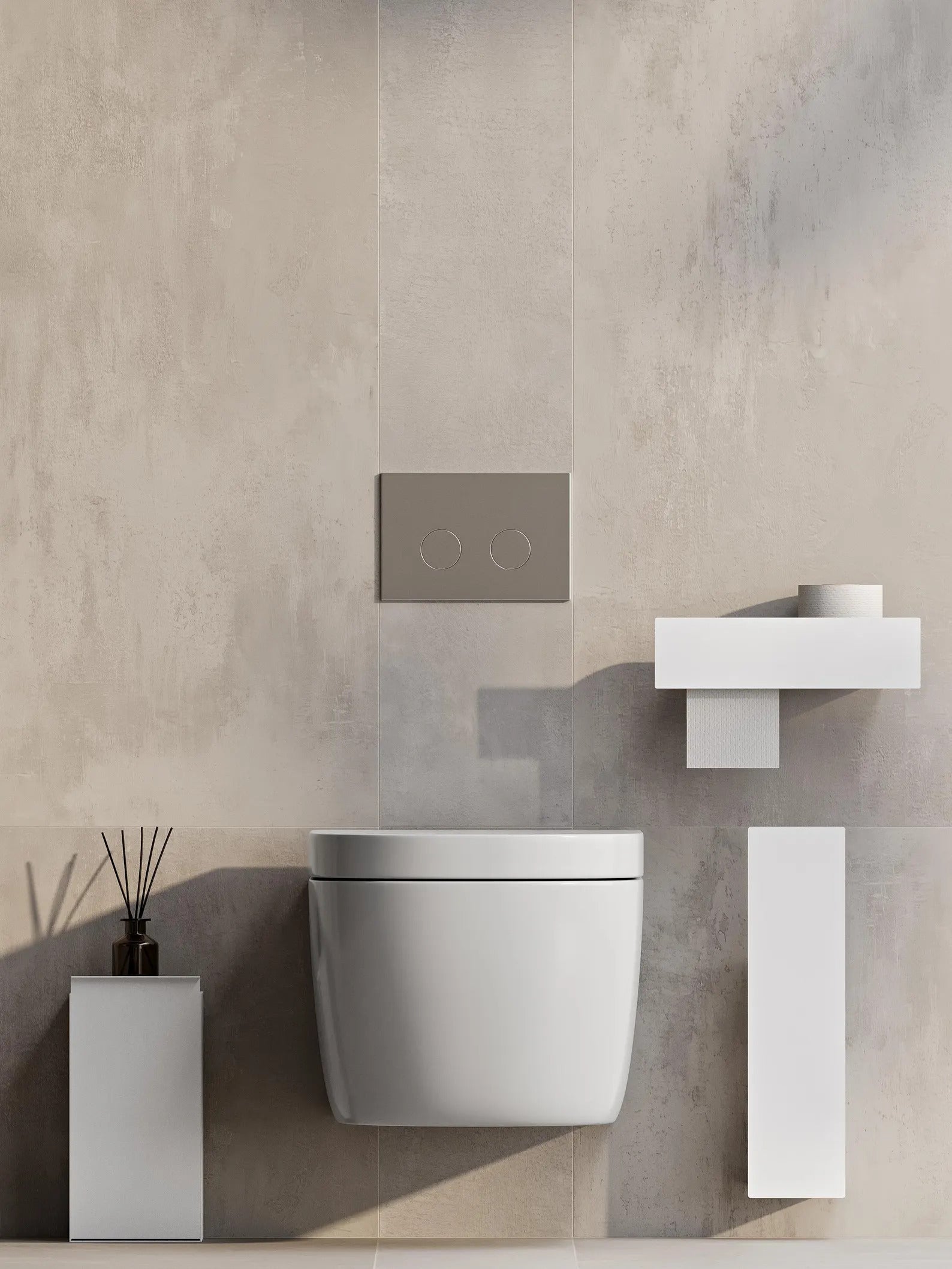 Badezimmer-Set (Edelstahl-Mülleimer, Toilettenbürste & Papierablage)