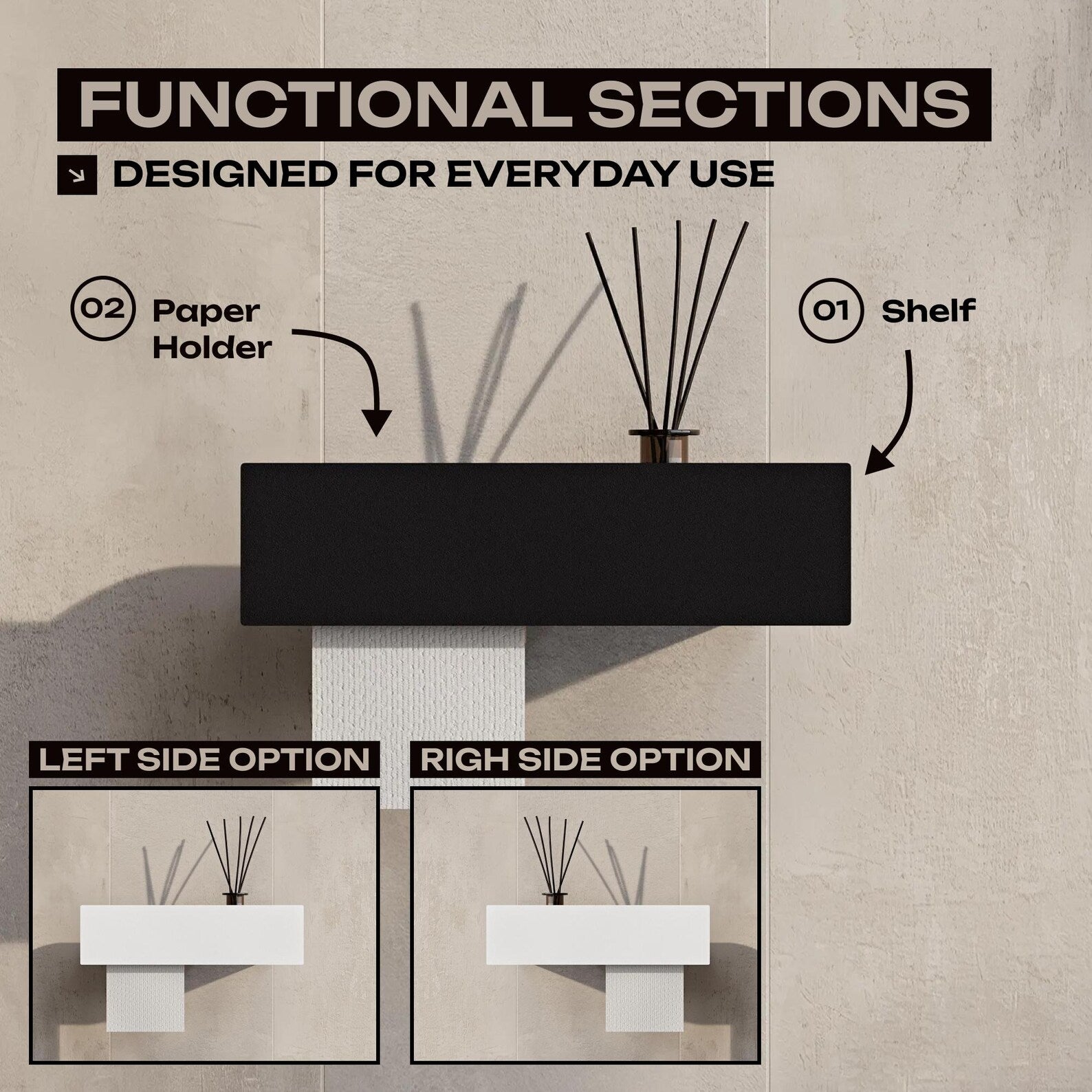 Toilet paper holder with shelf