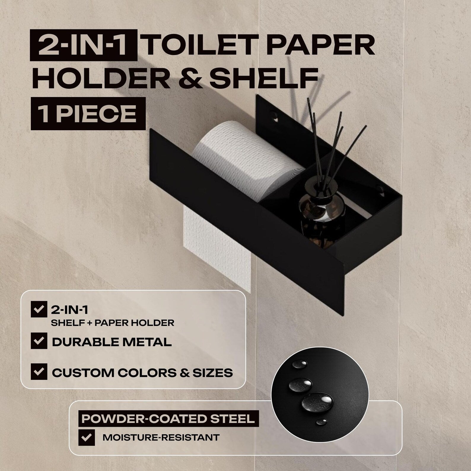 Toilet paper holder with shelf