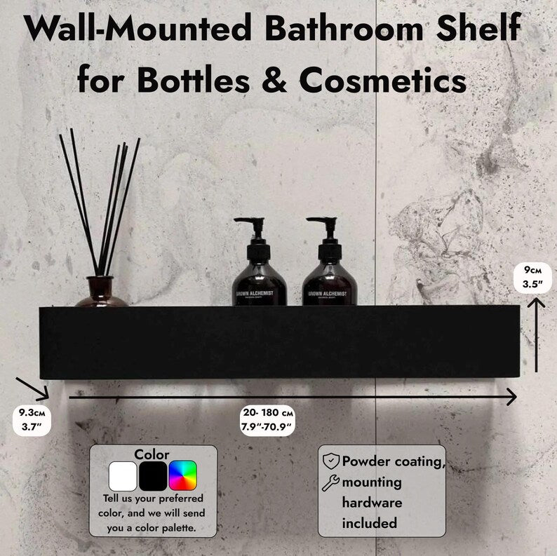 Badezimmerregal aus Edelstahl | Wandmontierter Duschorganizer | Schwebendes Regal mit gebogenen Kanten für Flaschen und Kosmetikartikel | Rostbeständig