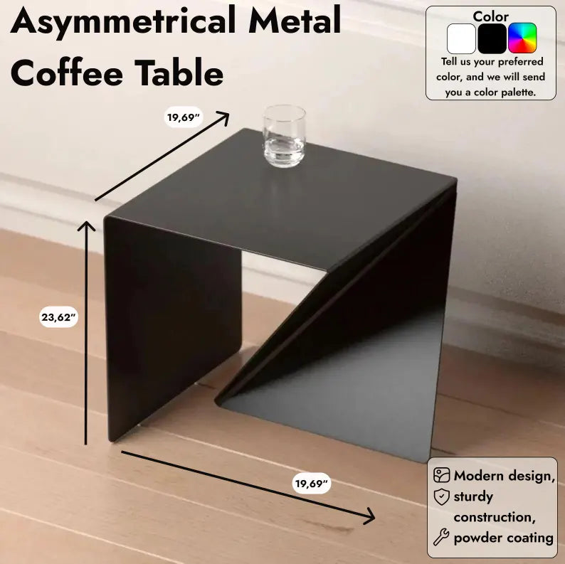 Asymmetrical Metal Coffee Table Available in Black and Yellow