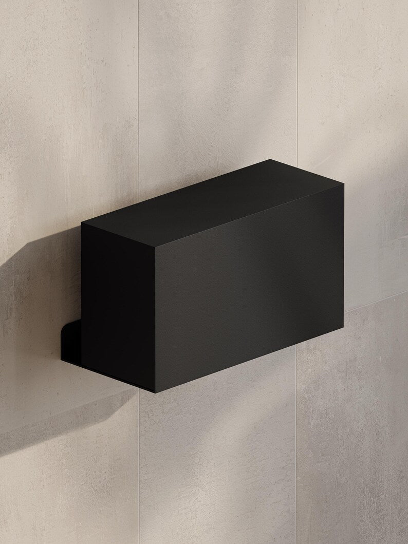 Wandmontierter Toilettenpapierhalter aus Edelstahl, geschlossenes Design, Entnahme von unten | Schwarzer oder weißer Serviettenspender | Toilettenpapierspender