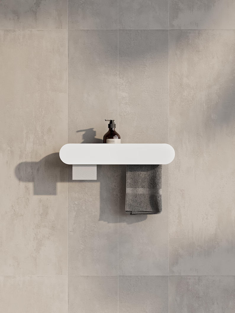 Mensola da bagno a parete con porta carta igienica – Portasciugamani nero opaco