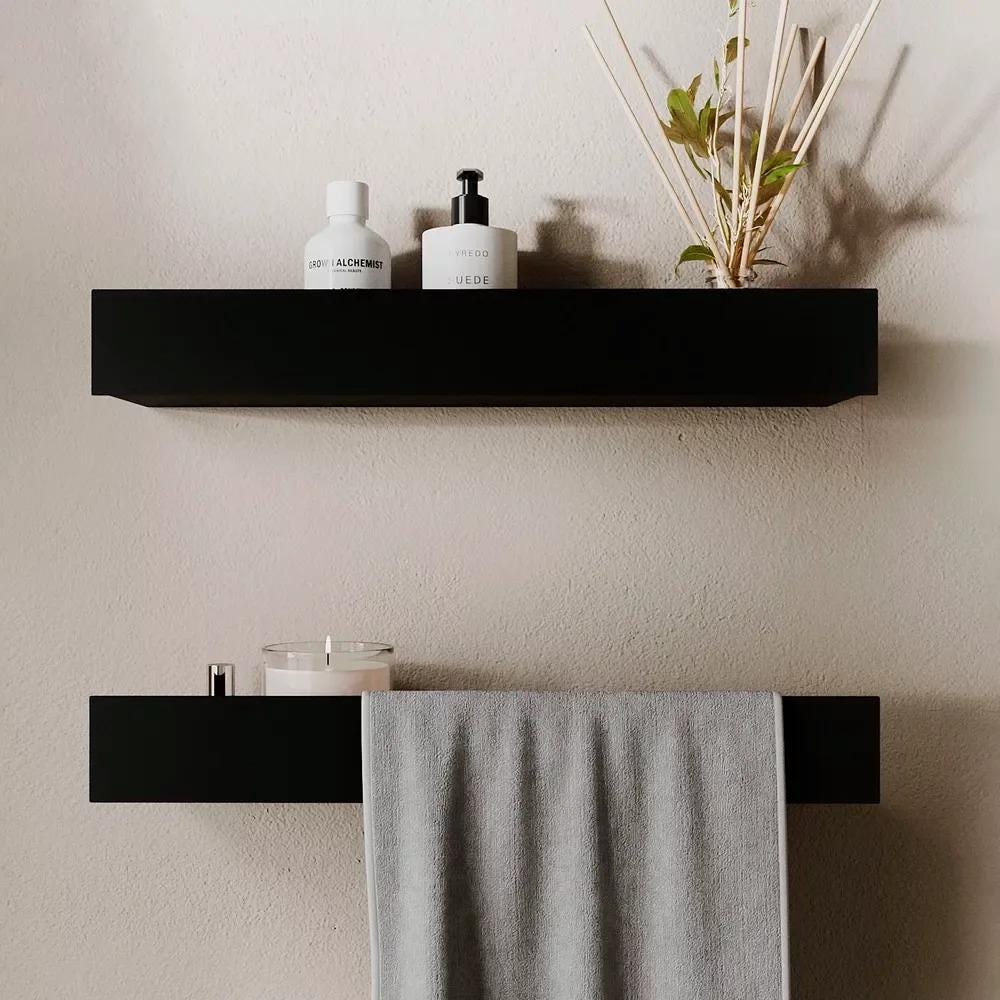 black metal shelf
floating shelf
shower shelf black
metal wall shelves
black metal shelves
bathroom organizer
small wall shelves
bathroom shelves
wall shelves
metal shelf
shelf with guardrail
narrow shelf
narrow shelves