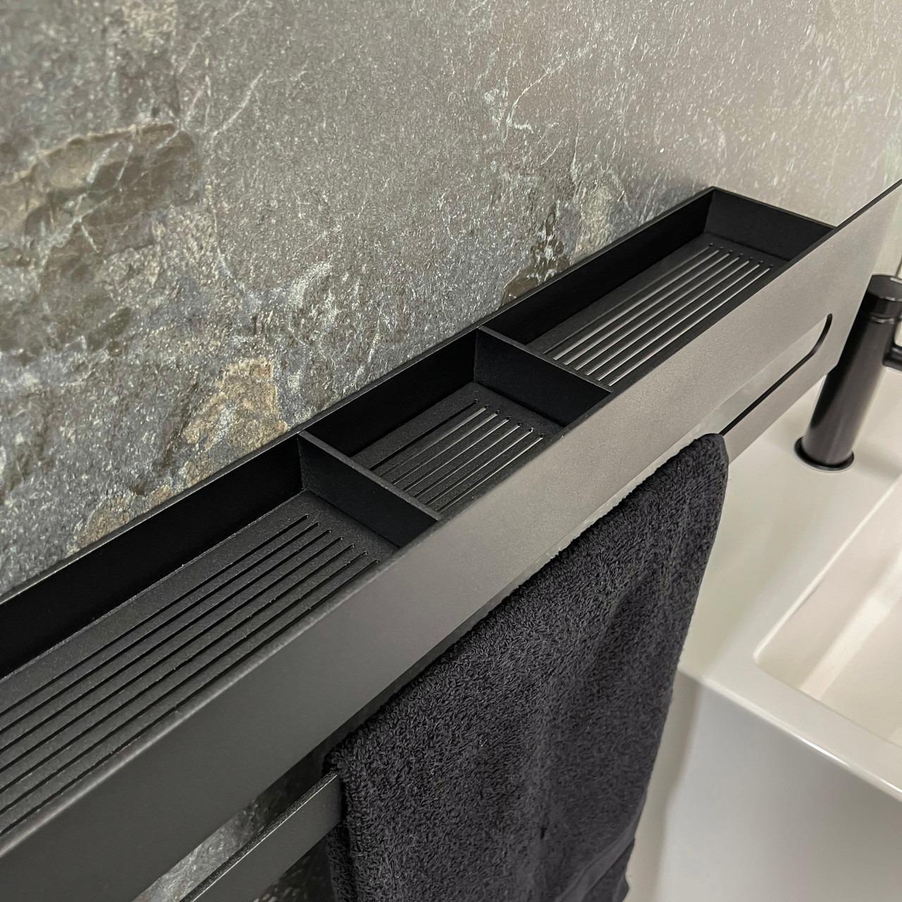 metal shelf with towel hanger
floating shelf
floating shelves
bathroom shelf
bathroom shelves
bathroom storage
black shelf
wall shelf
wall shelves
durable metal shelf
industrial shelf
narrow shelf
small shelf