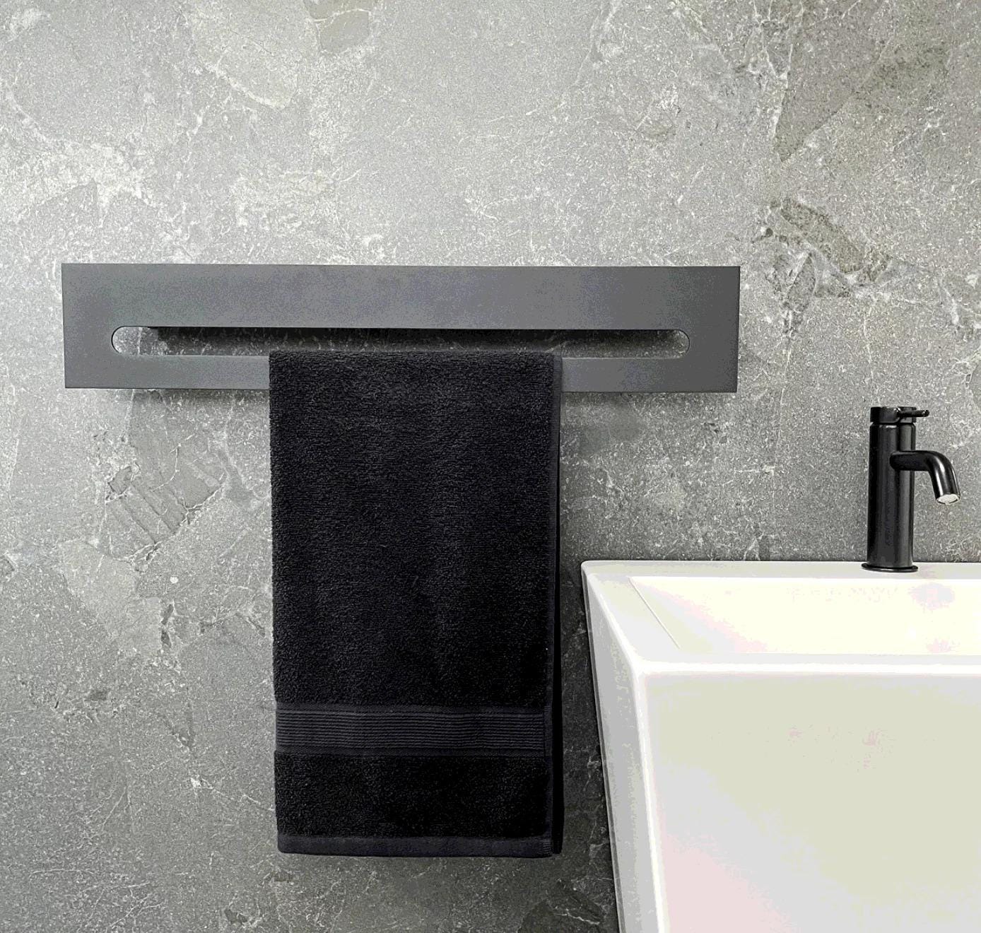 metal shelf with towel hanger
floating shelf
floating shelves
bathroom shelf
bathroom shelves
bathroom storage
black shelf
wall shelf
wall shelves
durable metal shelf
industrial shelf
narrow shelf
small shelf