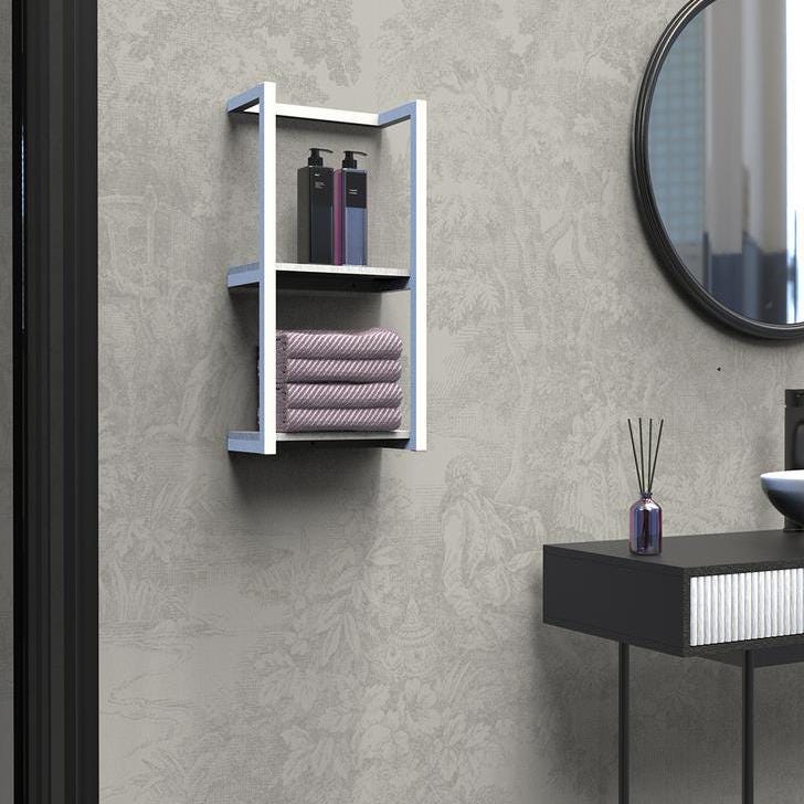 bathroom shelving
bathroom storage
kitchen shelves
towel holder
floating wall shelf
bath wall shelves
wall-mounted shelves
towel shelf
rustic wood storage
bathroom organizer
open kitchen shelves
open shelving
metal and wood shelf