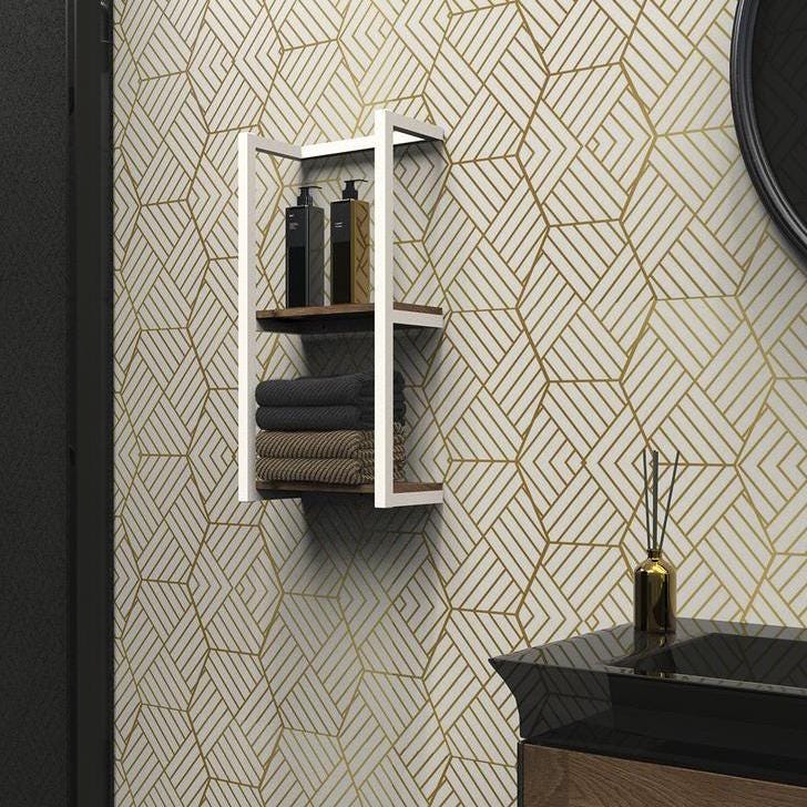 bathroom shelving
bathroom storage
kitchen shelves
towel holder
floating wall shelf
bath wall shelves
wall-mounted shelves
towel shelf
rustic wood storage
bathroom organizer
open kitchen shelves
open shelving
metal and wood shelf