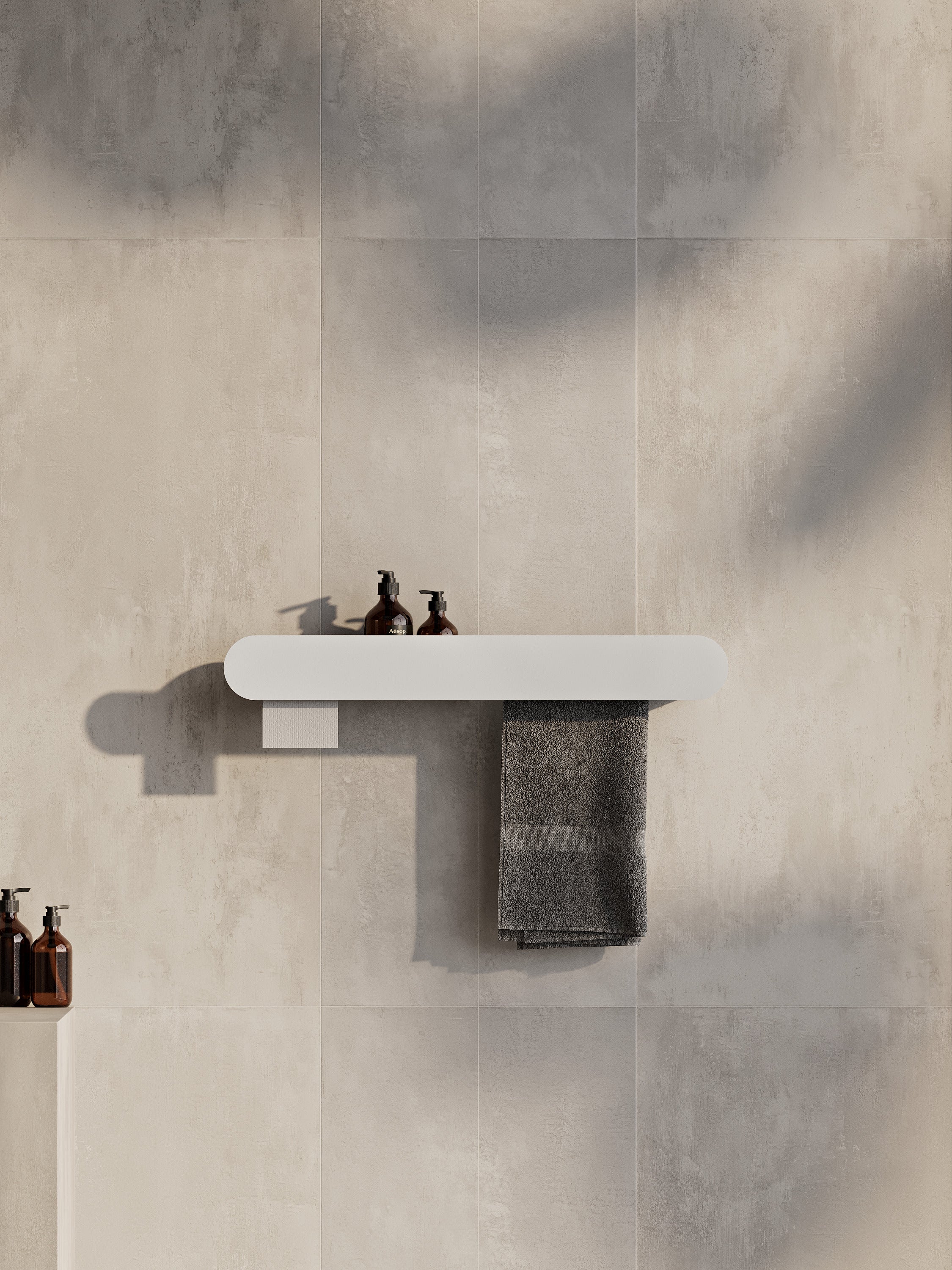 Wall-Mounted Bathroom Shelf with Towel Bar & Toilet Paper Holder