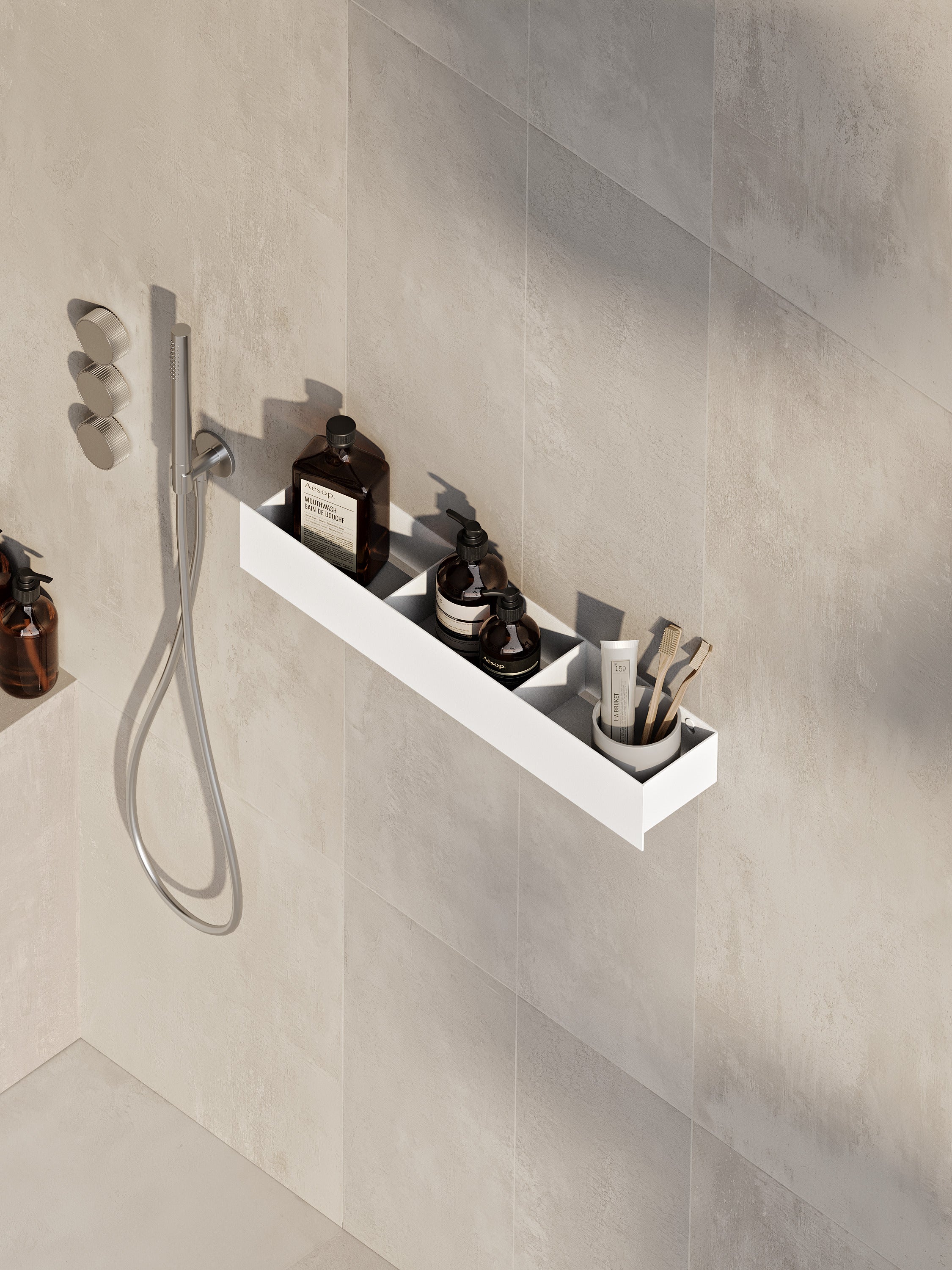 Badezimmerregal aus Edelstahl für Flaschen