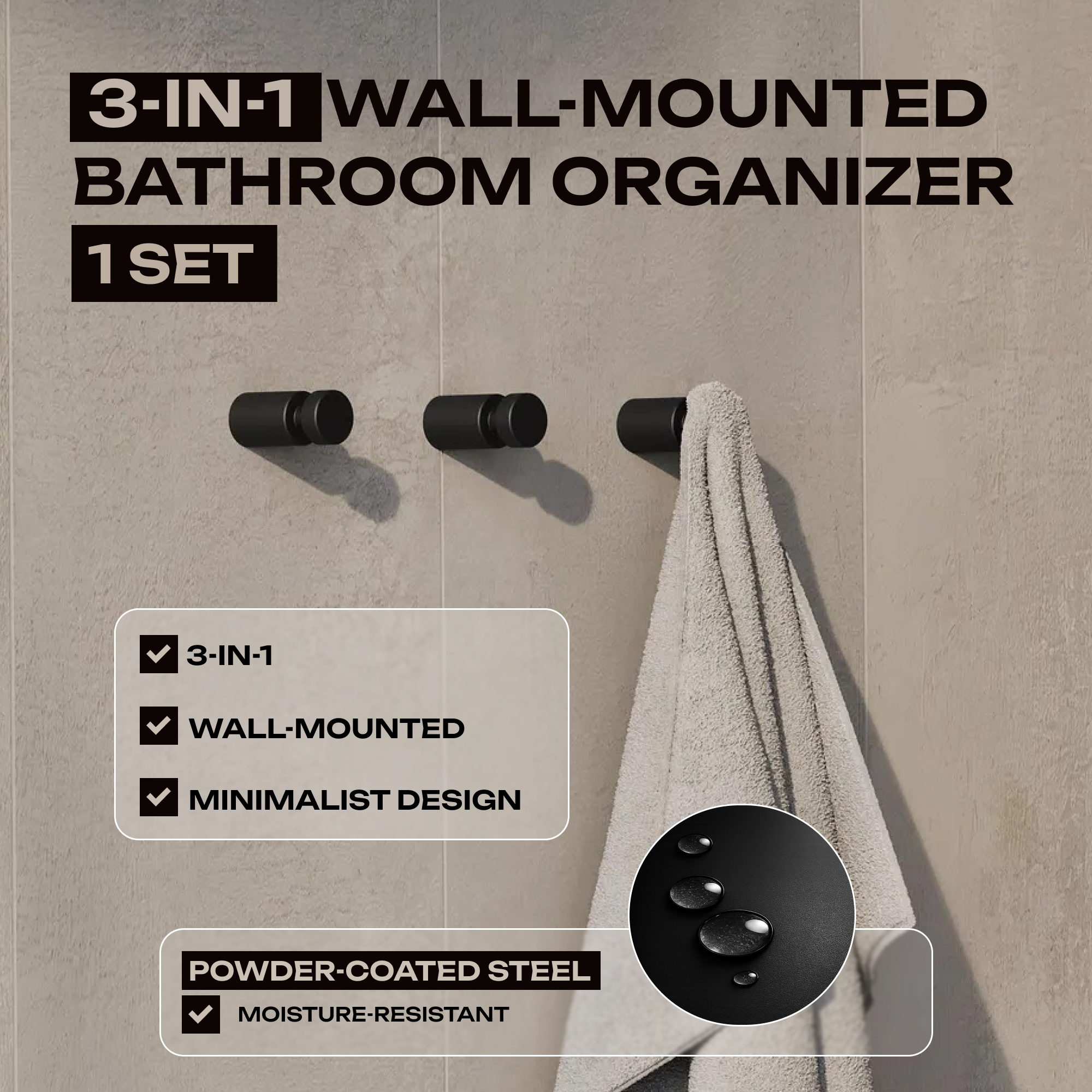 Wall-Mounted Steel Towel Hook