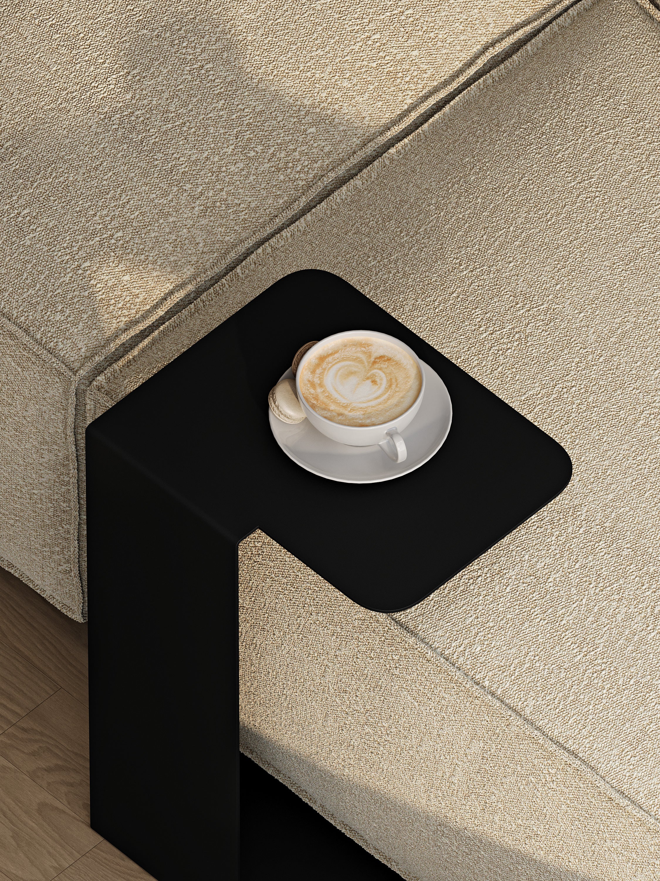 Tavolino laterale in metallo moderno e minimalista, tavolino da caffè