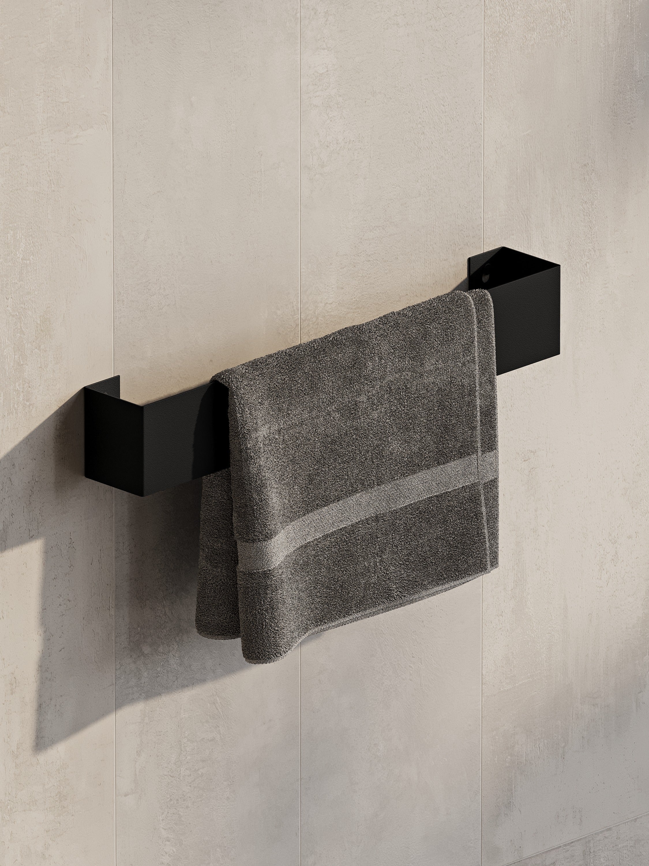 Wall-Mounted Steel Towel Bar | Minimalist Bathroom Towel Holder (Black or White)