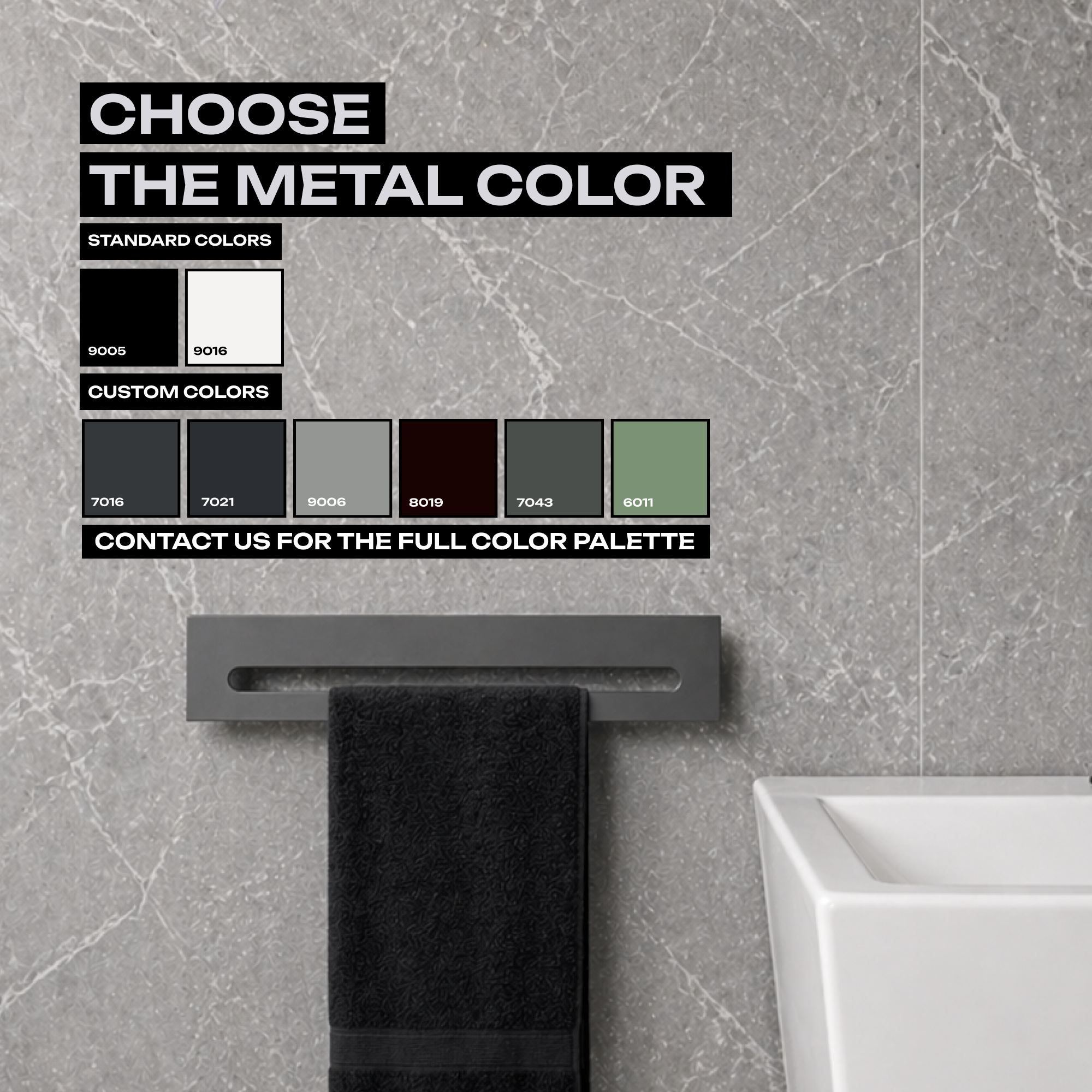 Floating Metal Bathroom Shelf with Towel Bar