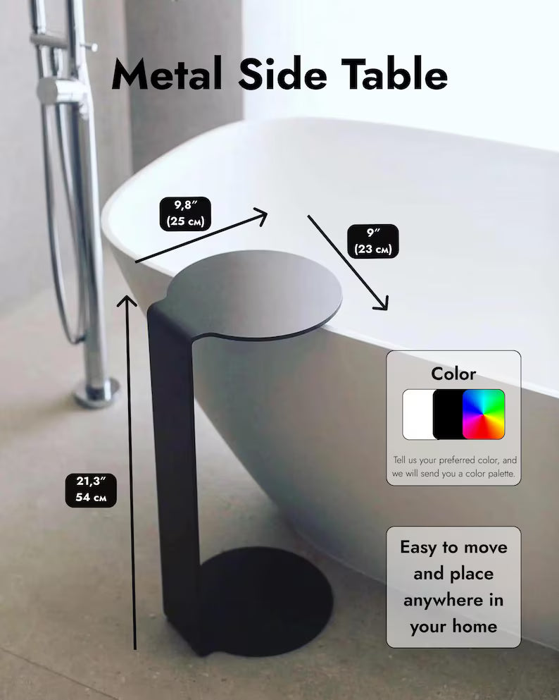 Round Metal Side Table – Minimalist Powder-Coated Steel, Black or White