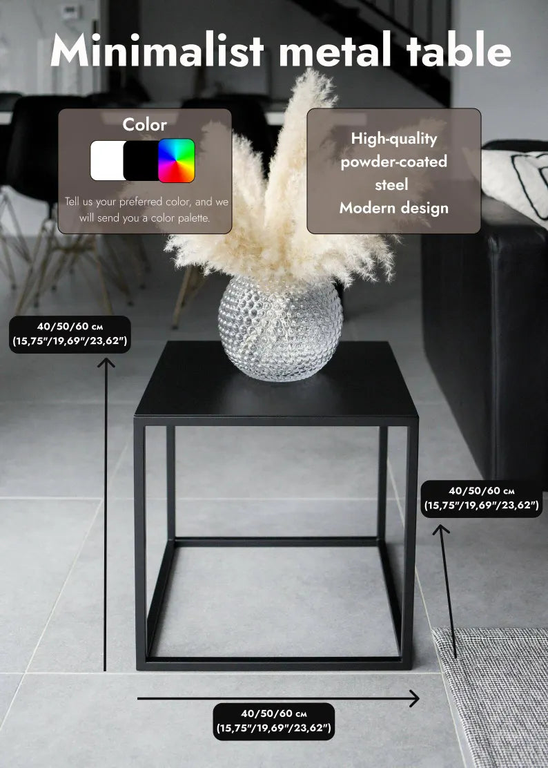 Minimalist Metal Side Table – Black or White