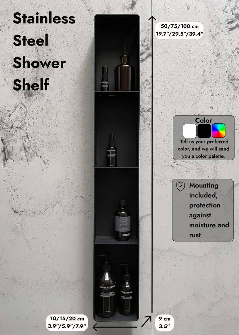 Minimalist Steel Shower Shelf | Modern Wall-Mounted Bathroom Organizer