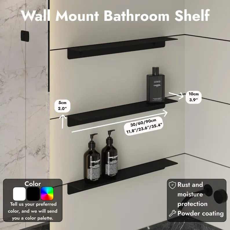 Mensola da bagno in acciaio inossidabile, contenitore da parete, nero o bianco, antiruggine e impermeabile, disponibile singolarmente o in set da 3